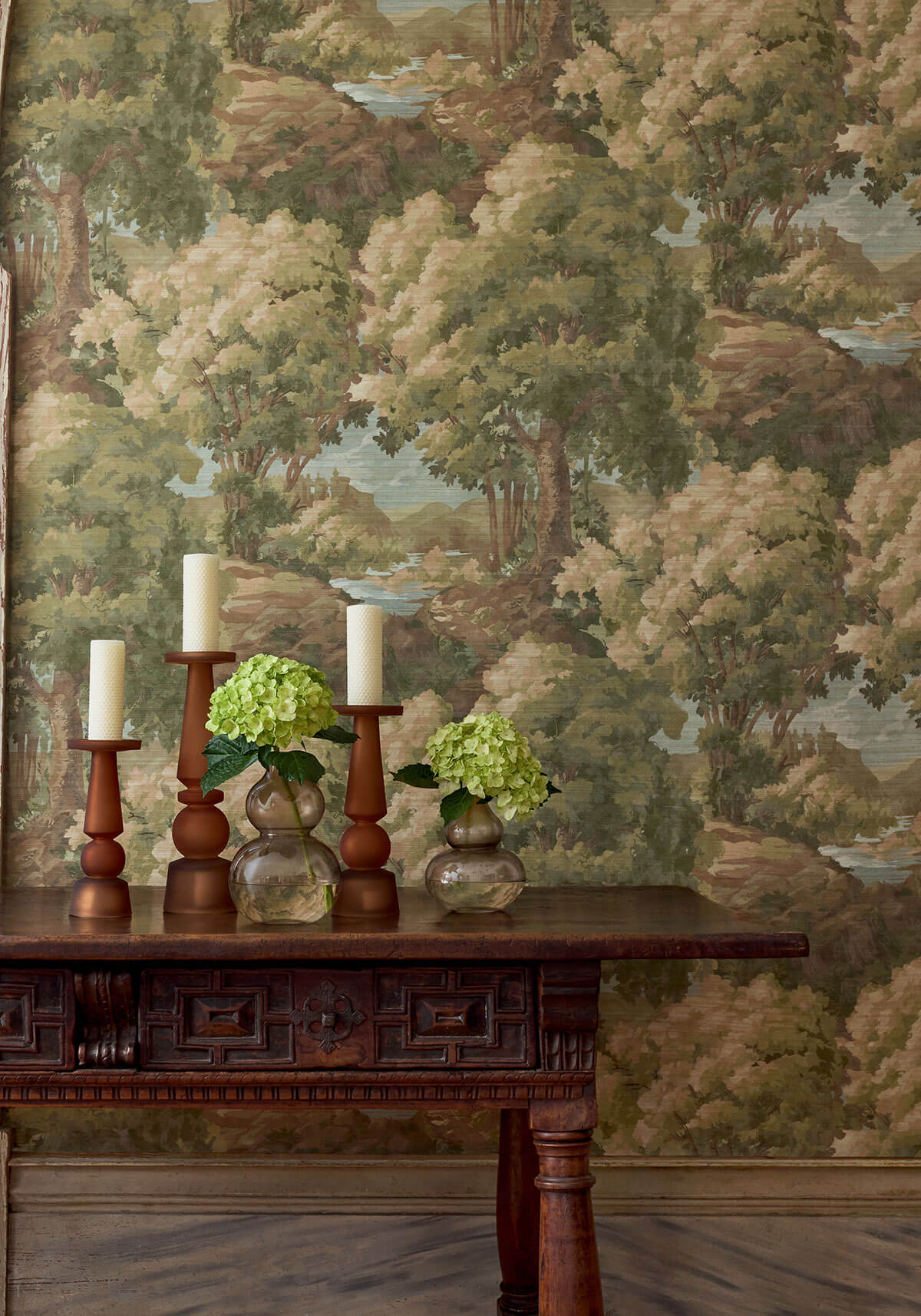 Thibaut Boxwood Woodland Clearing Wallpaper Sample - Green