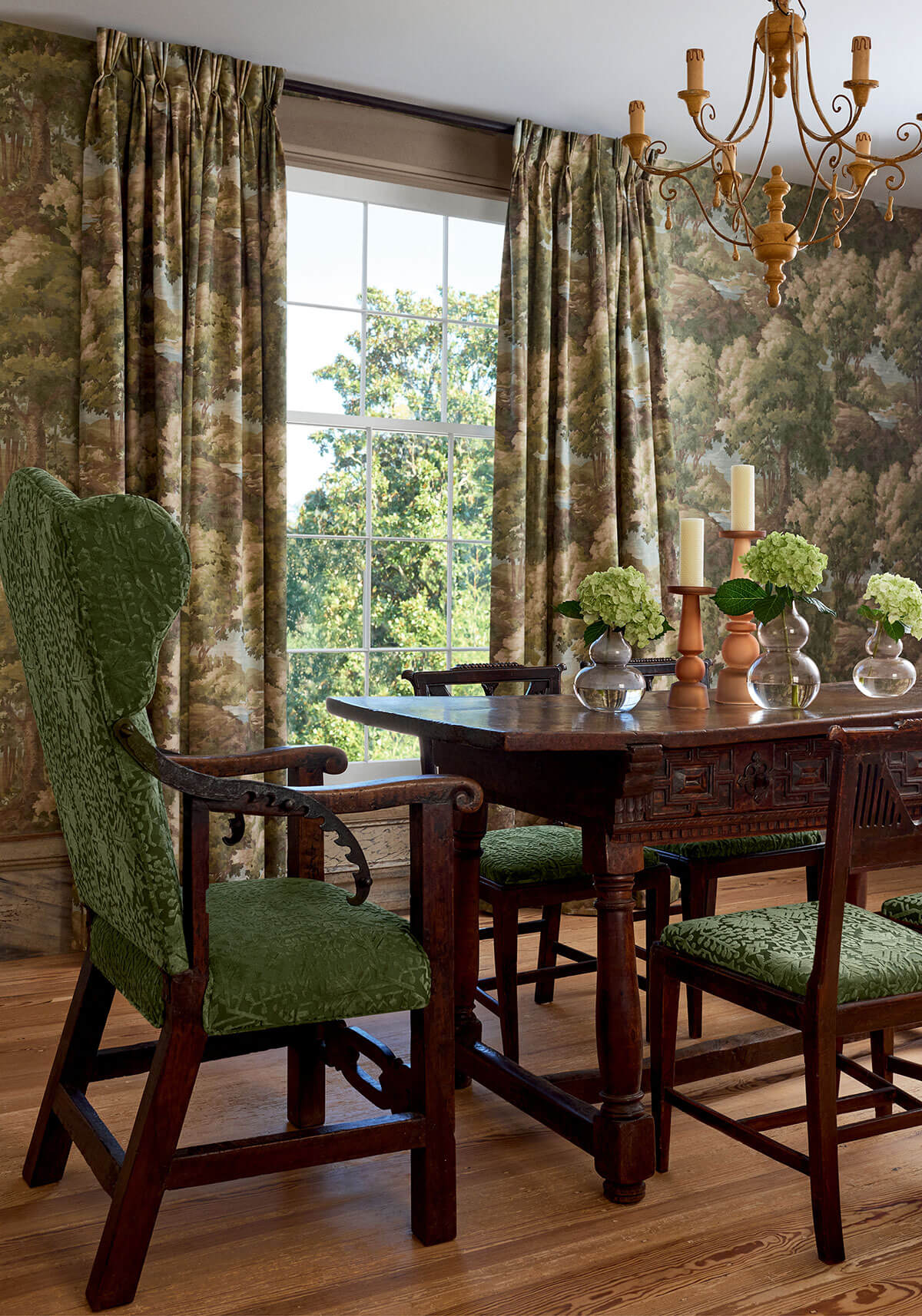 Thibaut Boxwood Woodland Clearing Wallpaper Sample - Green