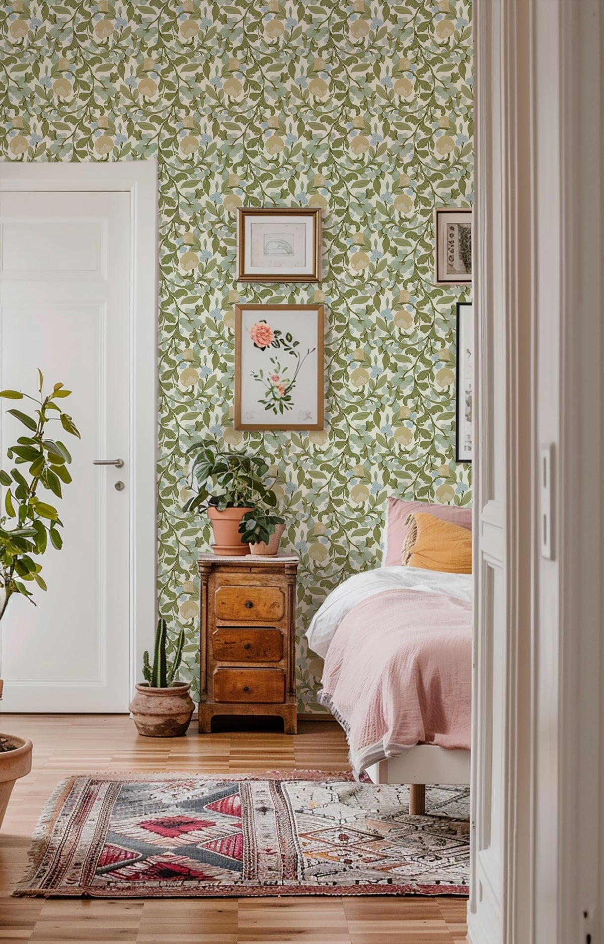 Mitchell Black Botanical Legacy Budding Grove Wallpaper Sample - Vintage Linen