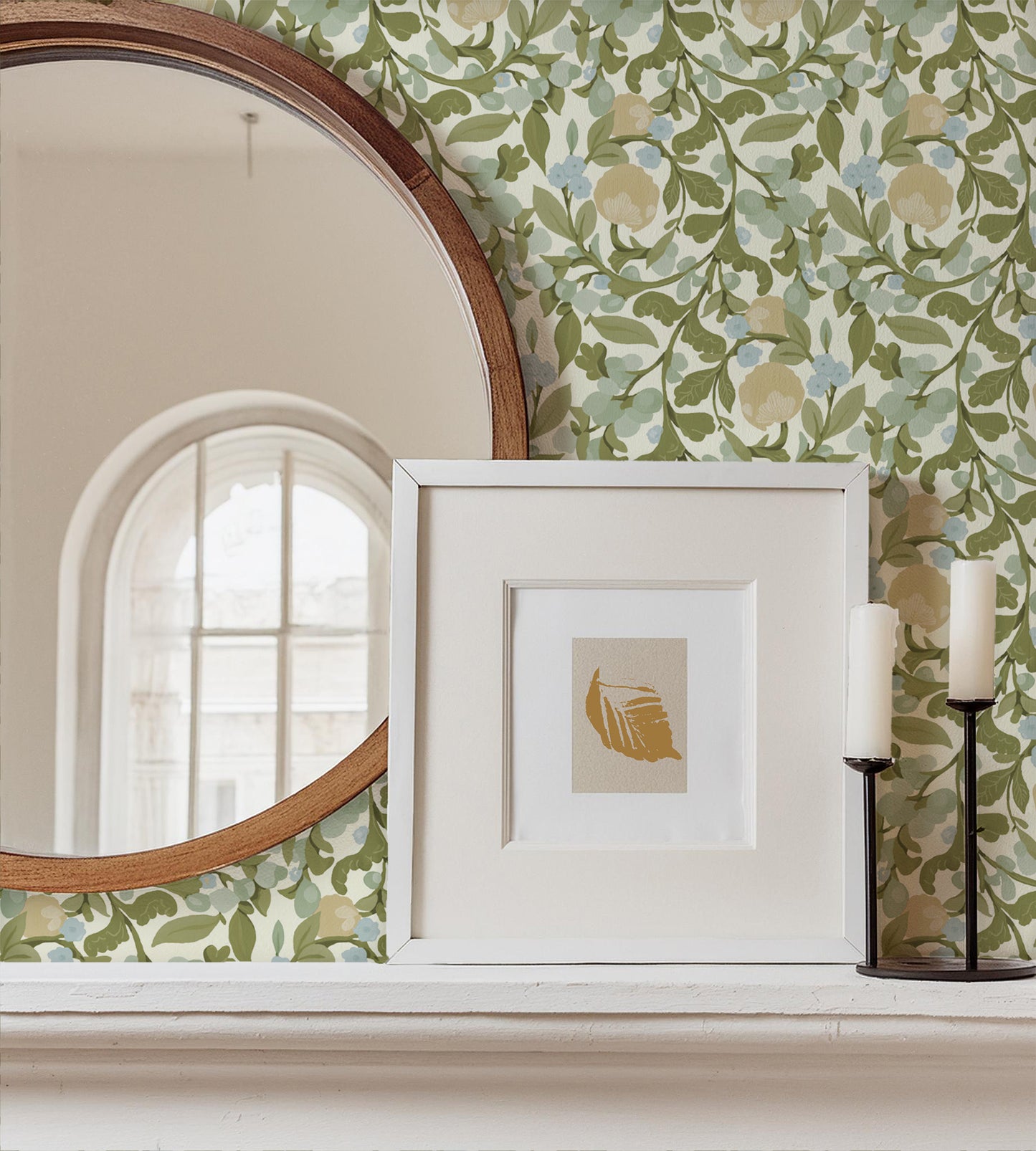 Mitchell Black Botanical Legacy Budding Grove Wallpaper - Vintage Linen