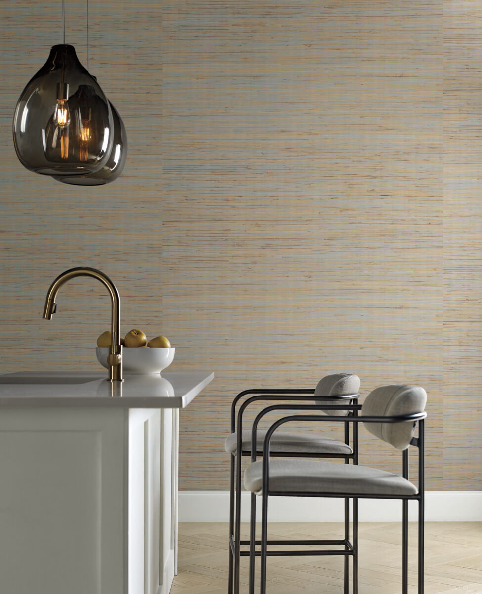 Candice Olson Modern Nature Metallic Jute Wallpaper - Beige & Silver