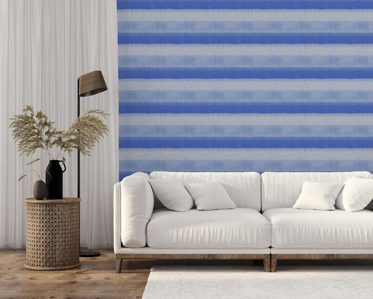 Mitchell Black Cabana Stripe Wallpaper - Blues