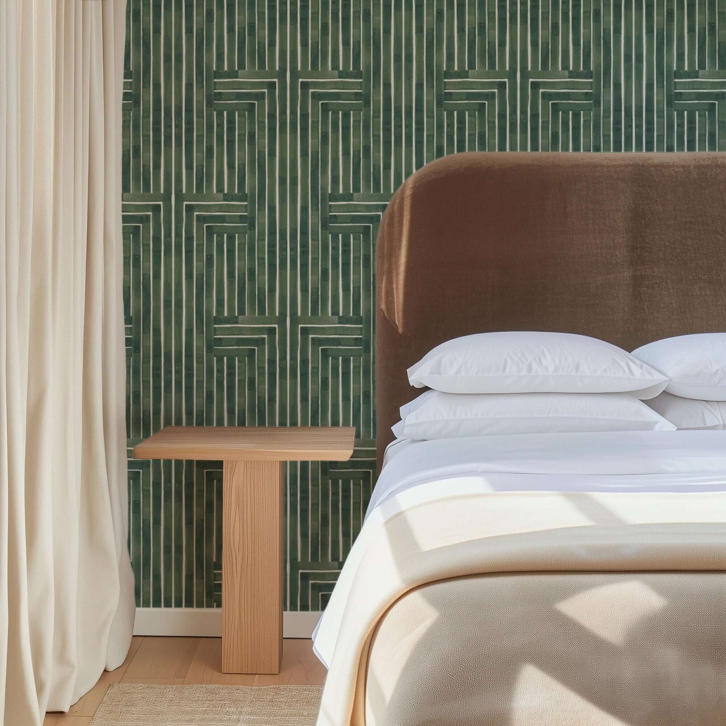 Mitchell Black Organic Chiseled Wallpaper - Emerald