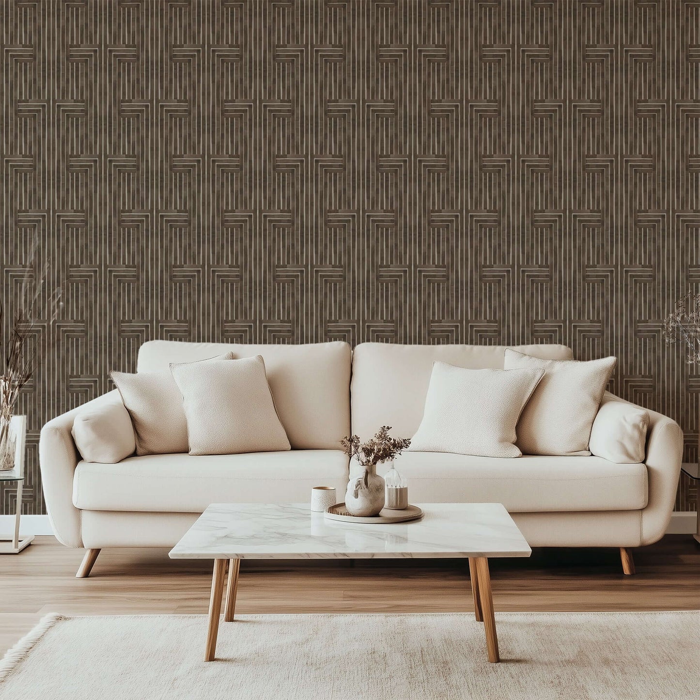 Mitchell Black Organic Chiseled Wallpaper - Sepia
