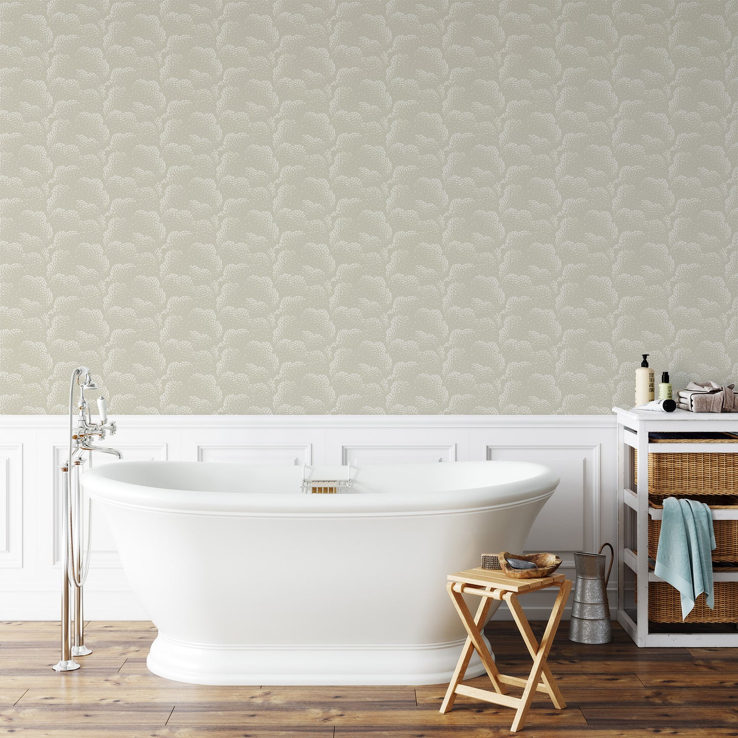 Mitchell Black Revel Clouds Wallpaper - Beige