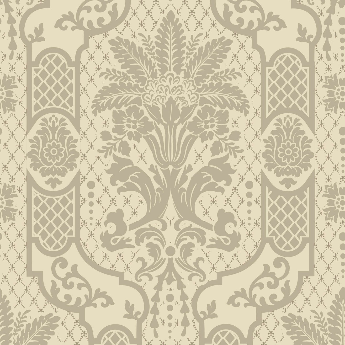 Mitchell Black Columnar Bloom Wallpaper Sample - Champagne