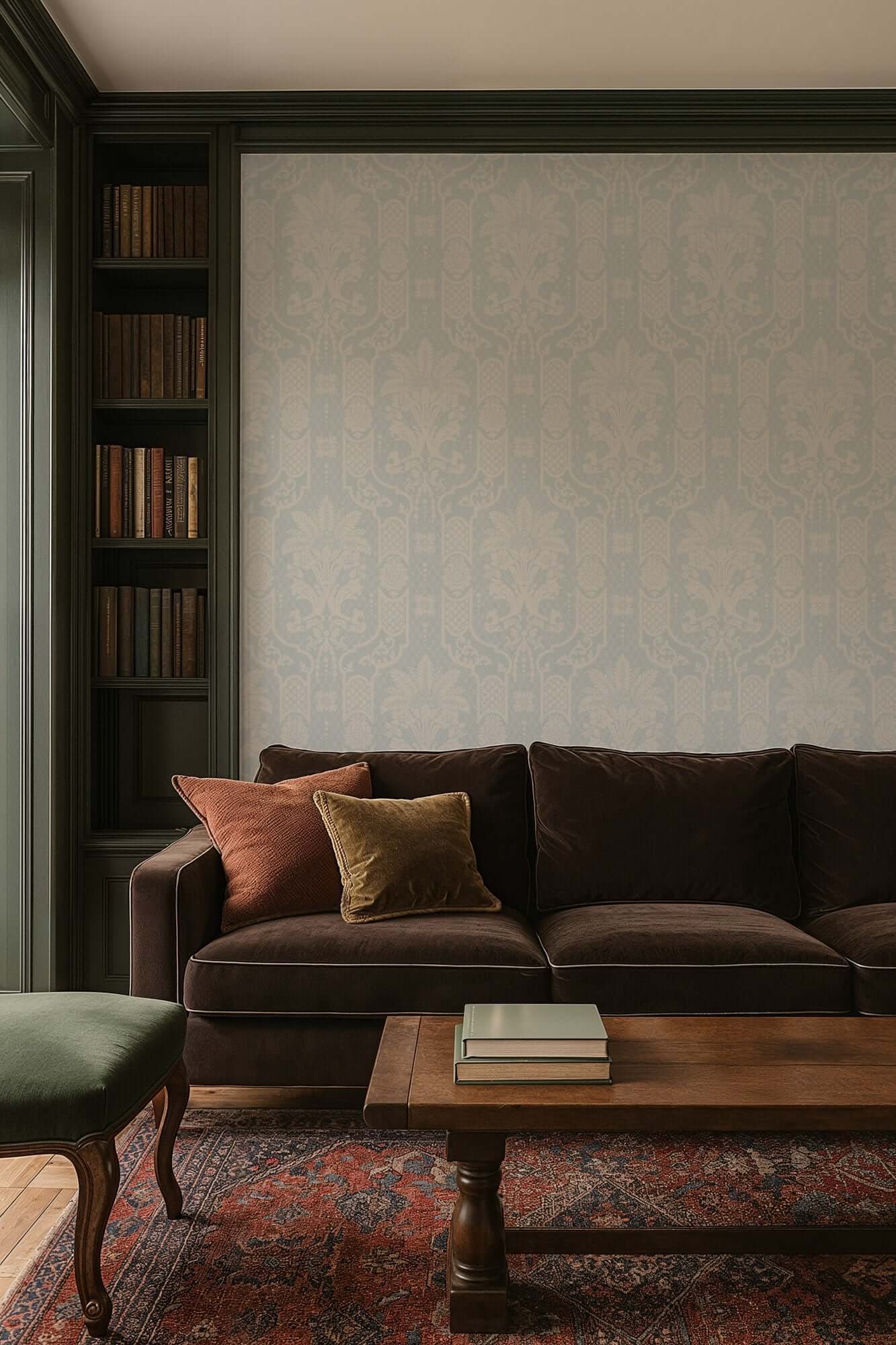 Mitchell Black Columnar Bloom Wallpaper - Cloud Blue