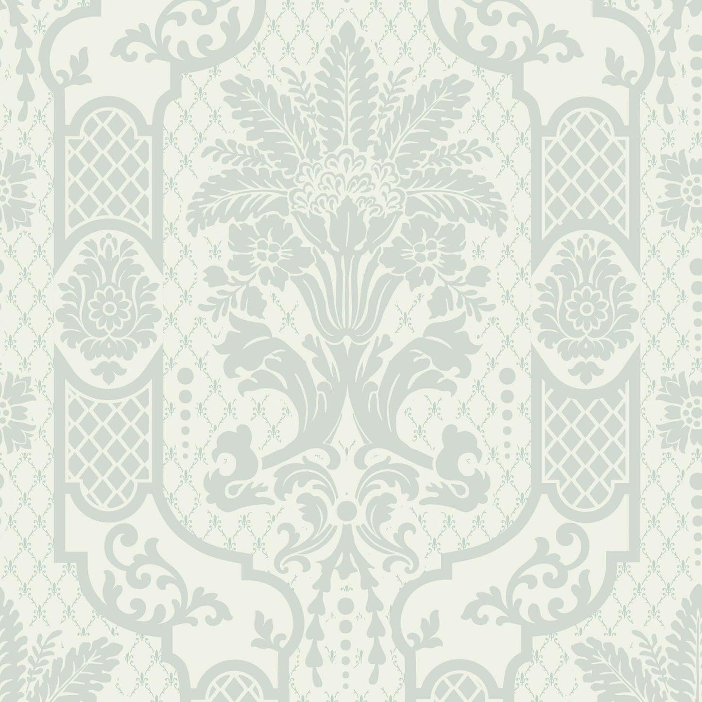 Mitchell Black Columnar Bloom Wallpaper Sample - Pale Blue Gray