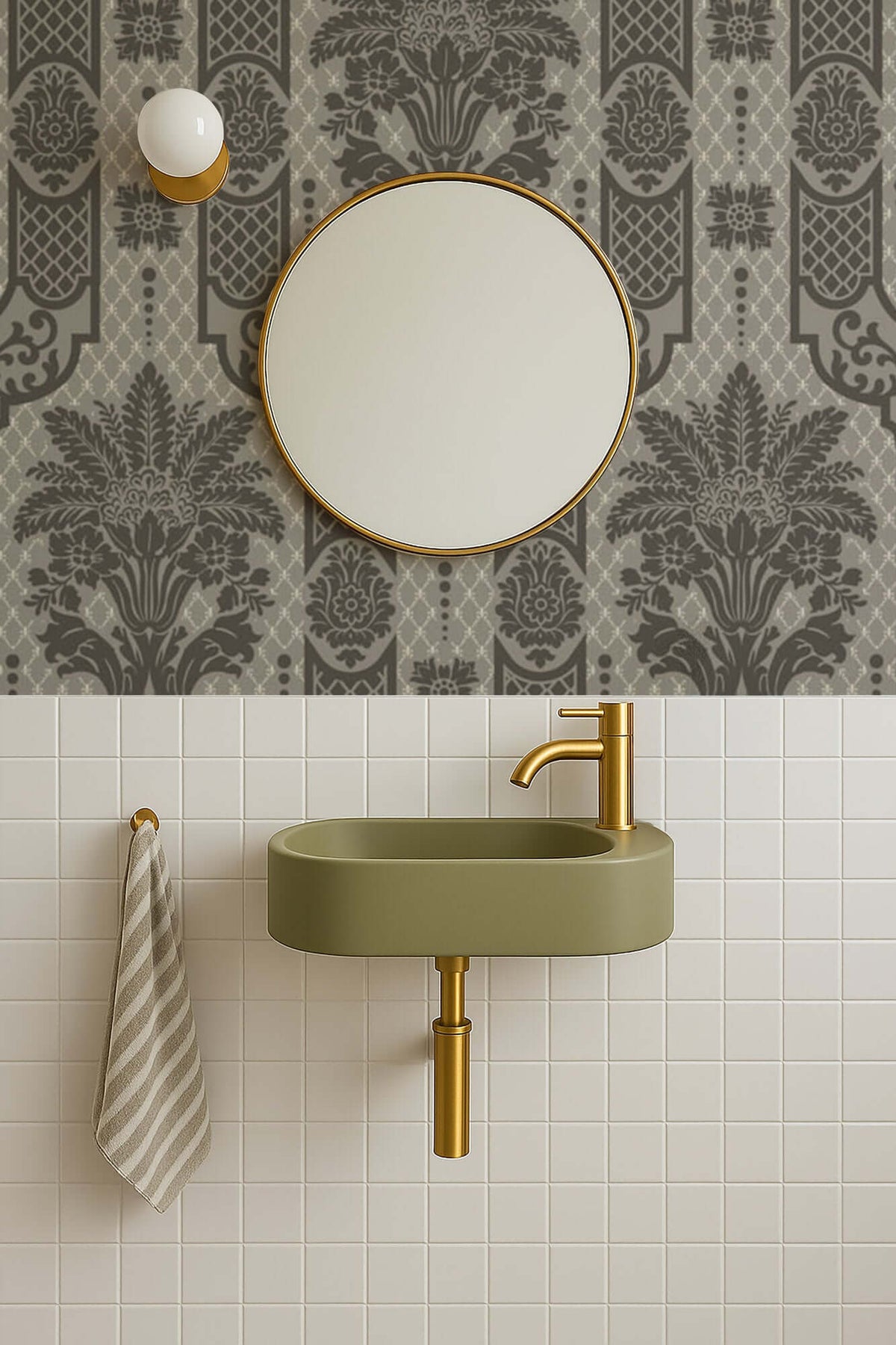 Mitchell Black Columnar Bloom Wallpaper - Umber Ink