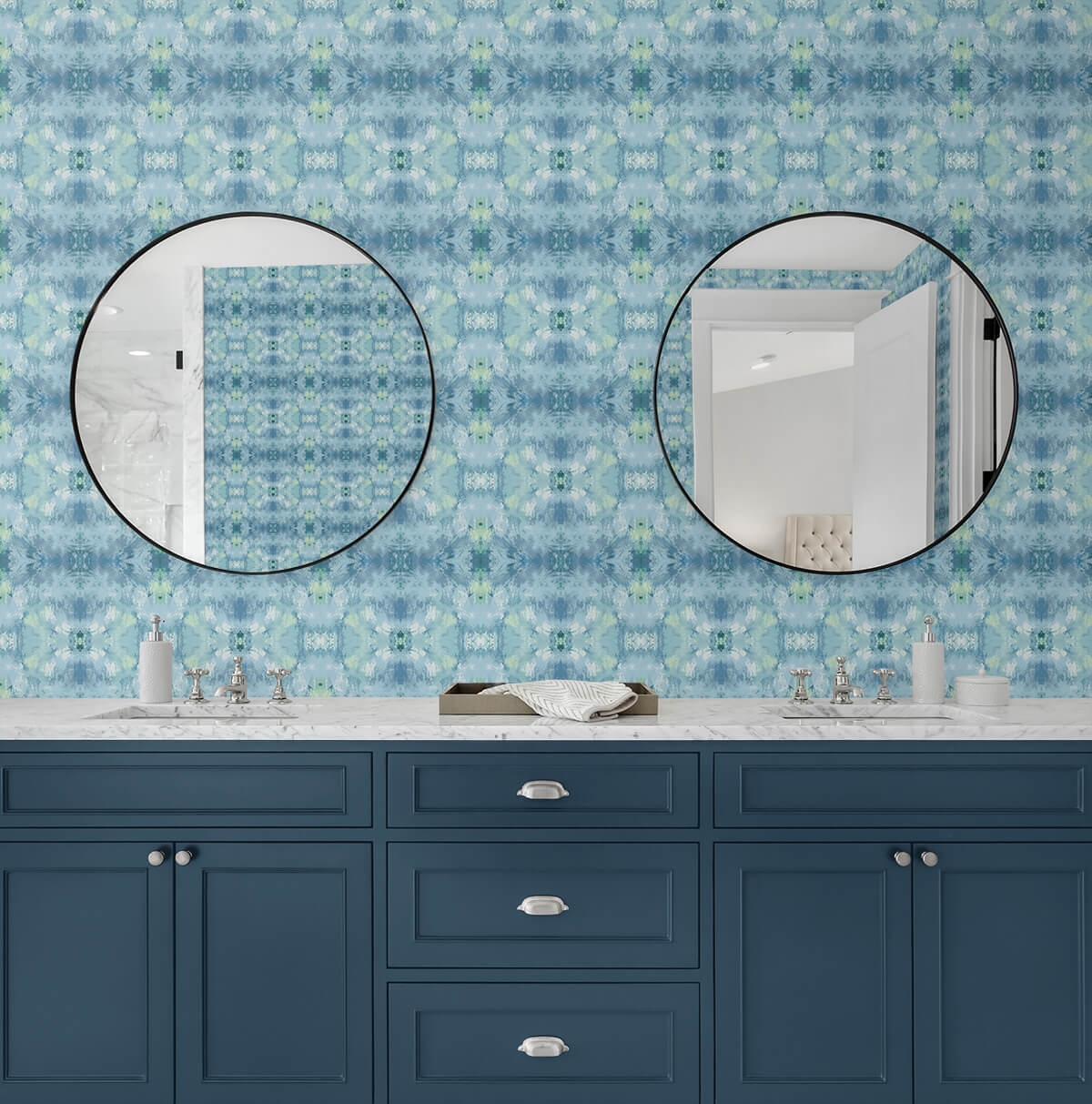 Daisy Bennett West Boulevard Collection Kaleidoscope Wallpaper Sample - Blue