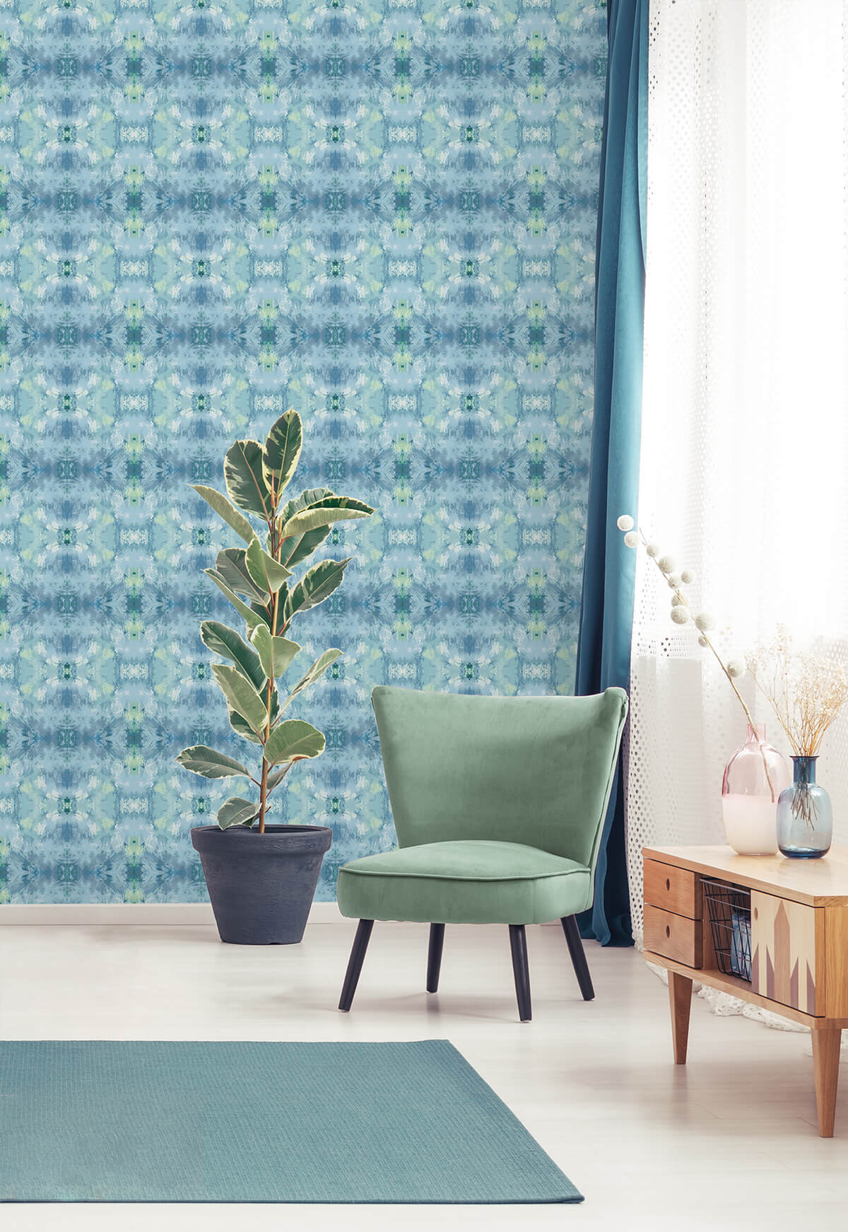 Daisy Bennett West Boulevard Collection Kaleidoscope Wallpaper Sample - Blue
