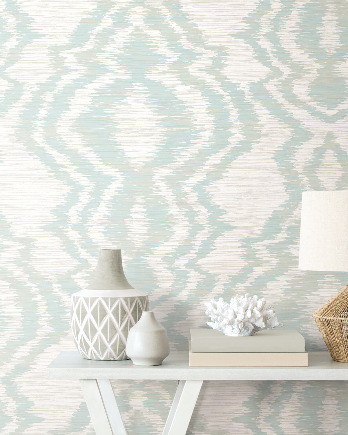 Daisy Bennett West Boulevard Collection Moirella Wallpaper Sample - Seaglass