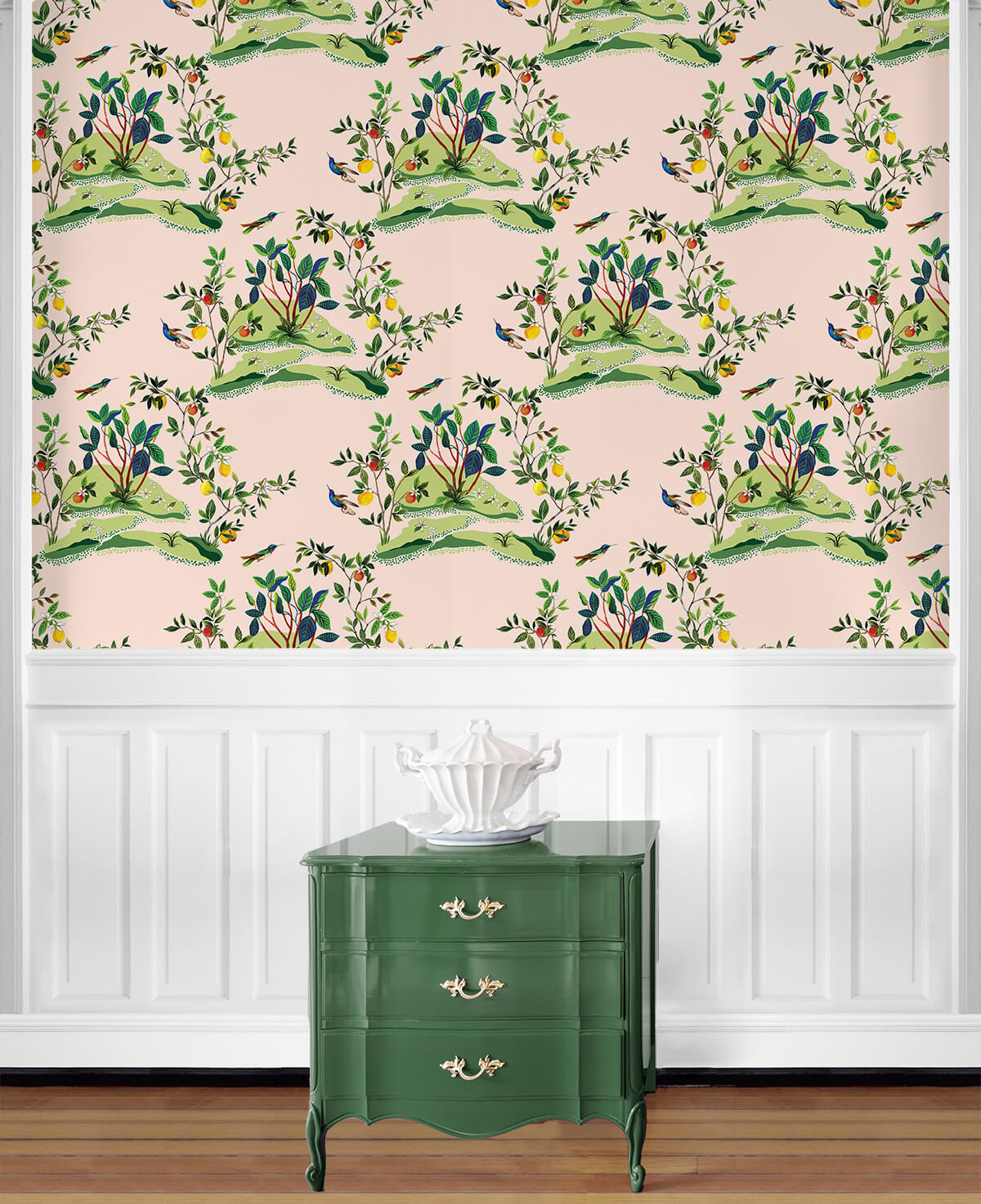 Daisy Bennett West Boulevard Collection Citrus Hummingbird Wallpaper Sample - Blush