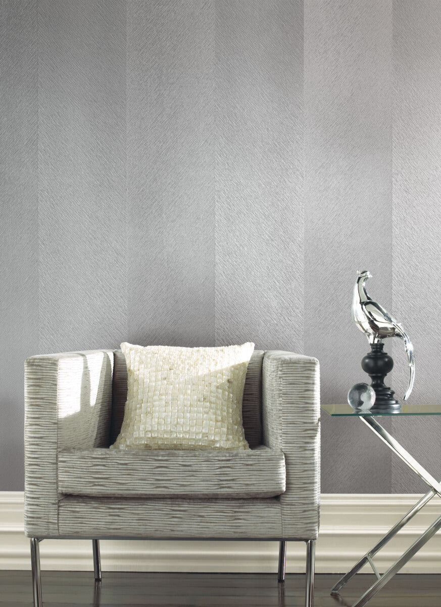 Antonina Vella Dazzling Dimensions Etched Chevron Wallpaper - Gray