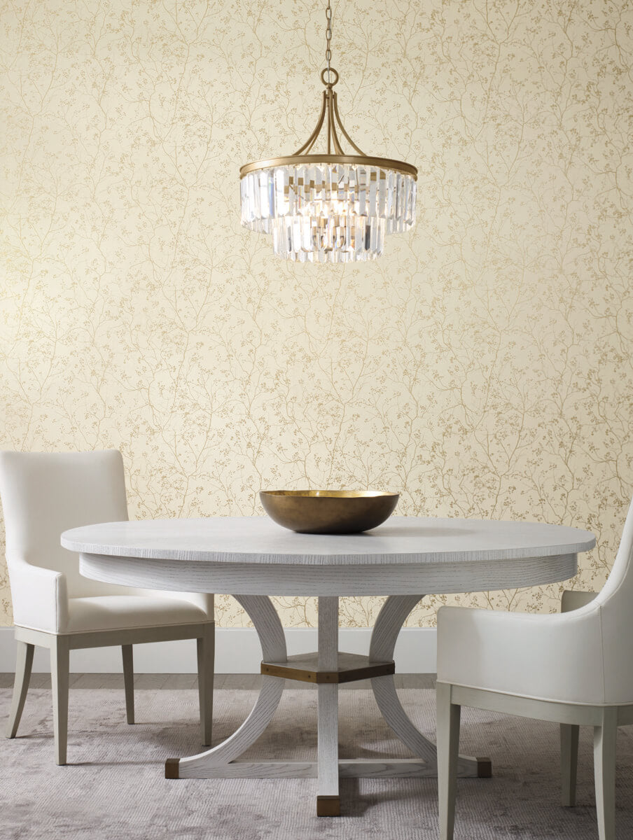 Antonina Vella Dazzling Dimensions Luminous Branches Wallpaper Sample - Cream & Gold
