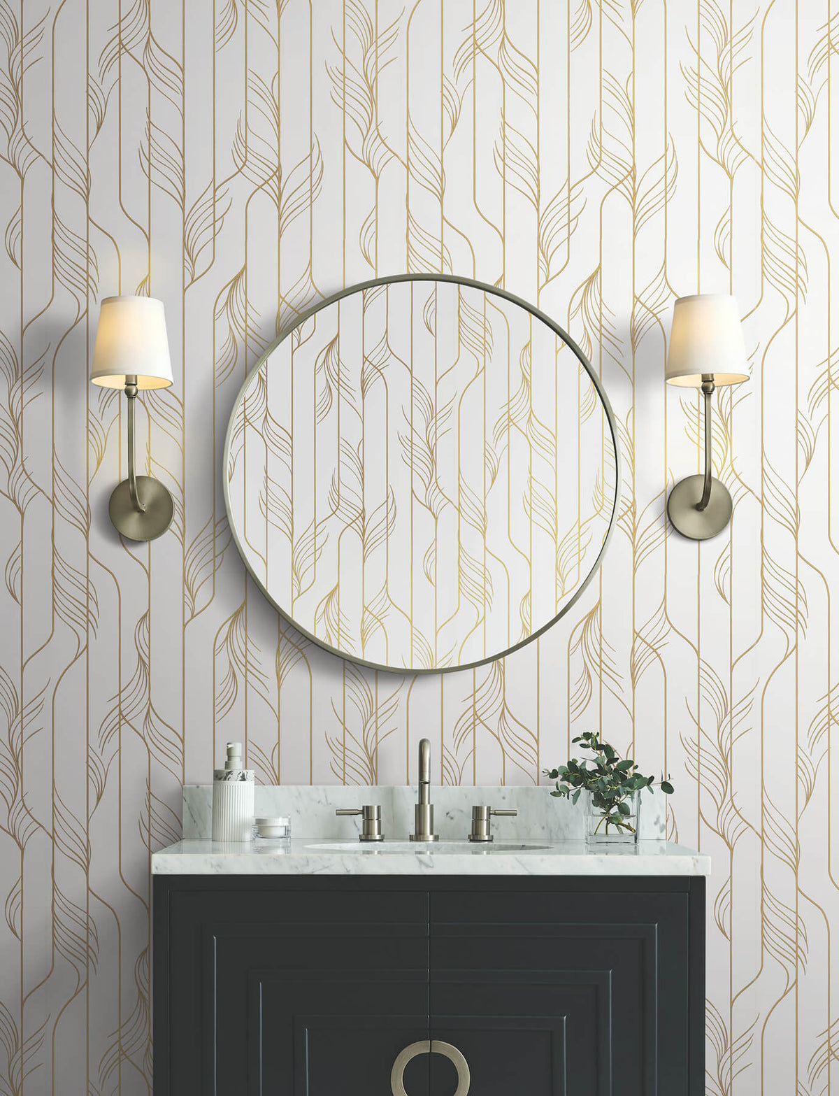 Candice Olson Decadence Elemental Thread Wallpaper Sample - White & Gold