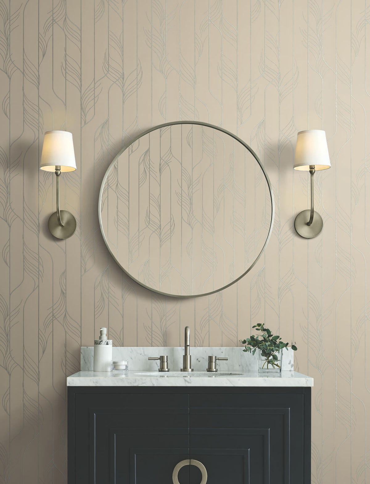 Candice Olson Decadence Elemental Thread Wallpaper Sample - Neutral Pearl & Silver