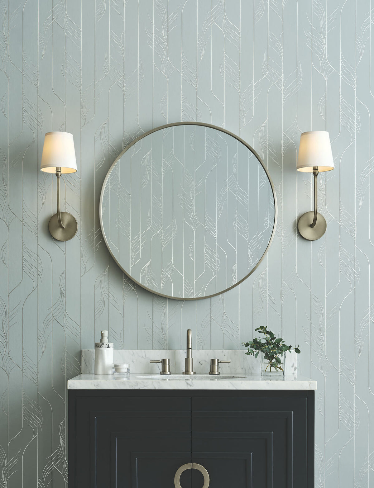 Candice Olson Decadence Elemental Thread Wallpaper - Blue & Silver