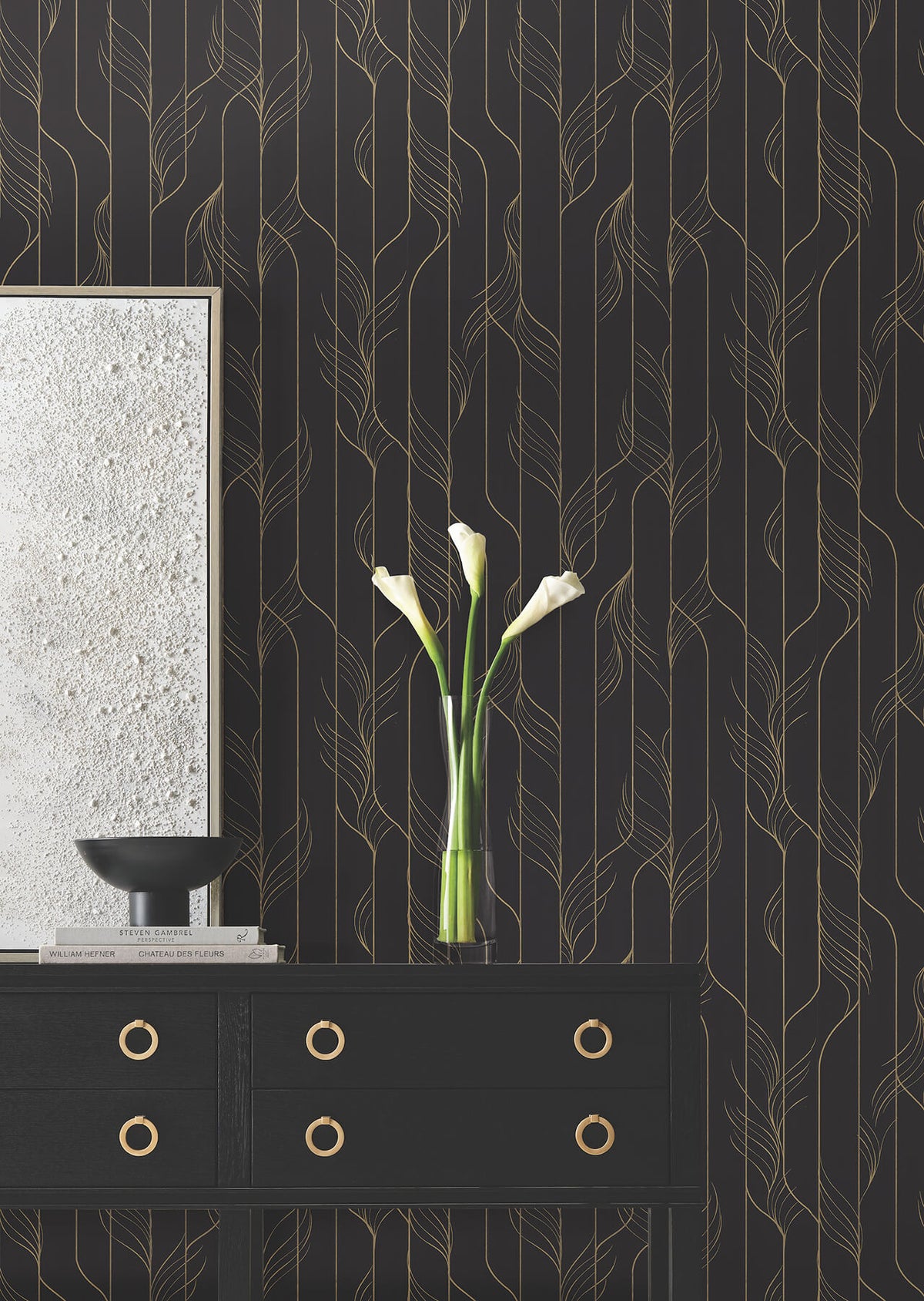 Candice Olson Decadence Elemental Thread Wallpaper Sample - Black & Gold