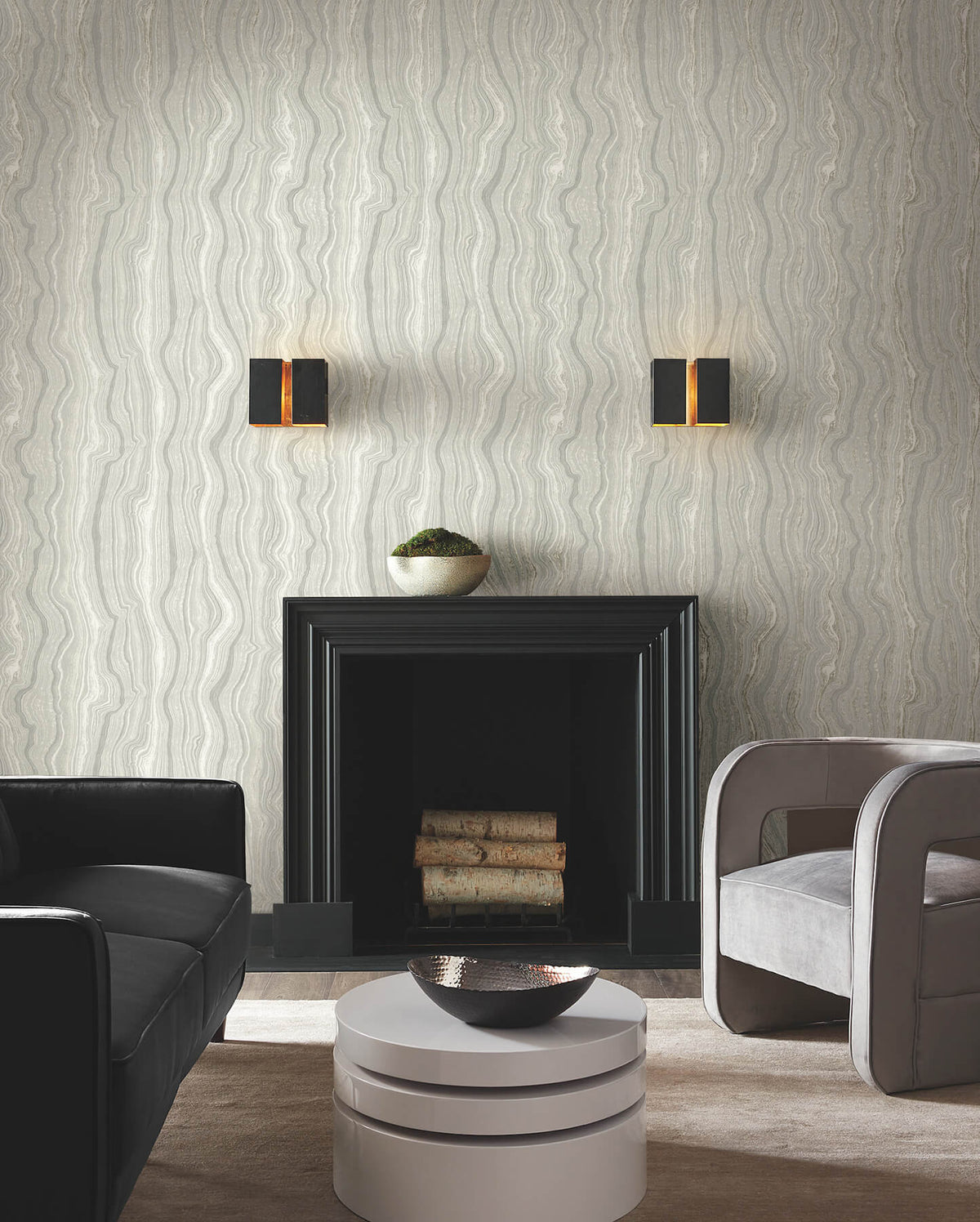 Candice Olson Decadence Mineral Shimmer Wallpaper - Gray & Pearl