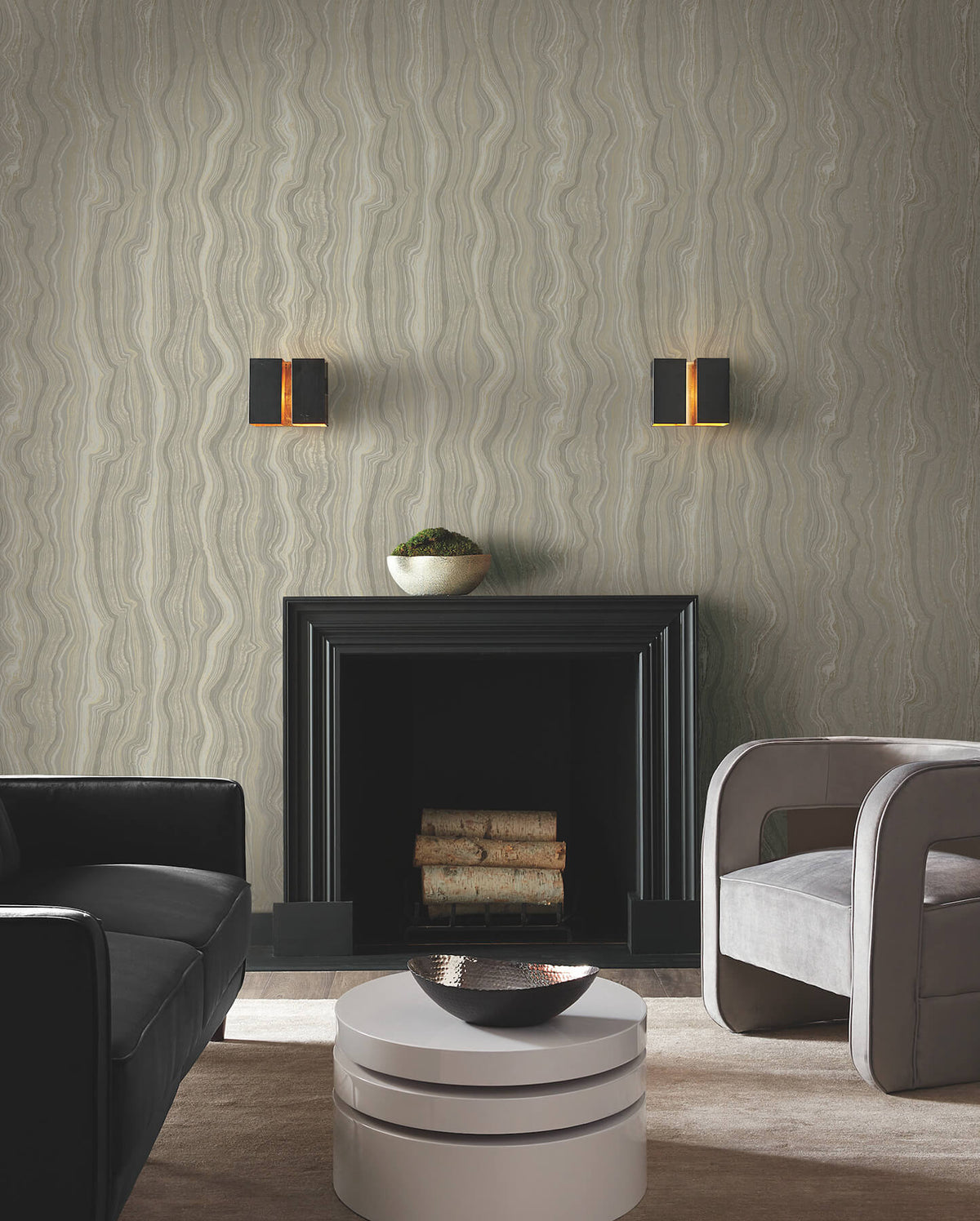 Candice Olson Decadence Mineral Shimmer Wallpaper - Taupe & Pearl