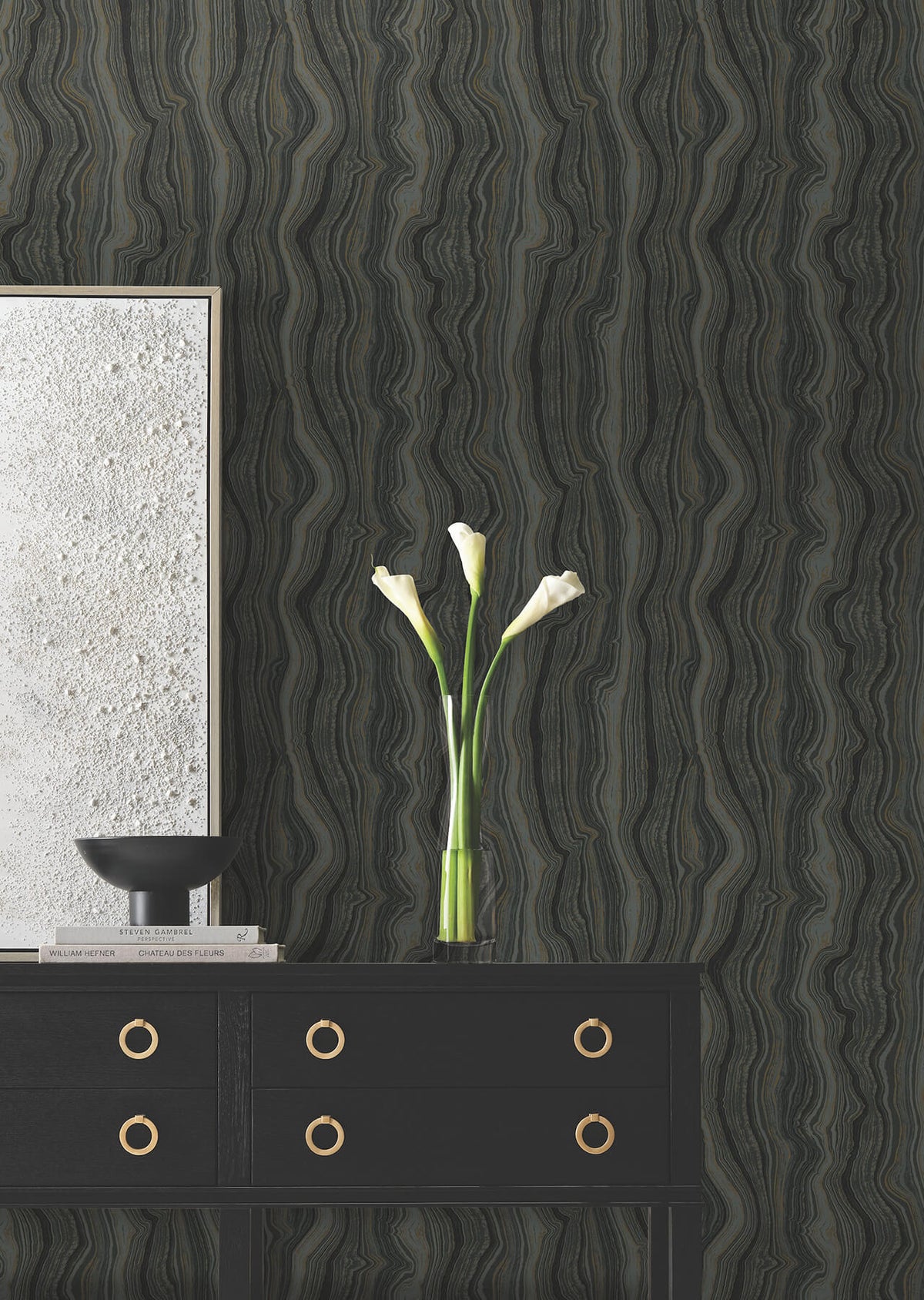 Candice Olson Decadence Mineral Shimmer Wallpaper - Black & Gold
