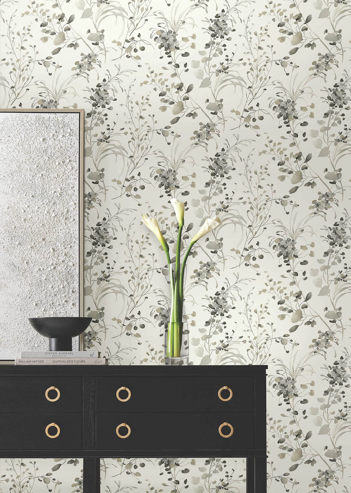 Candice Olson Decadence Spring Whispers Wallpaper Sample - Charcoal