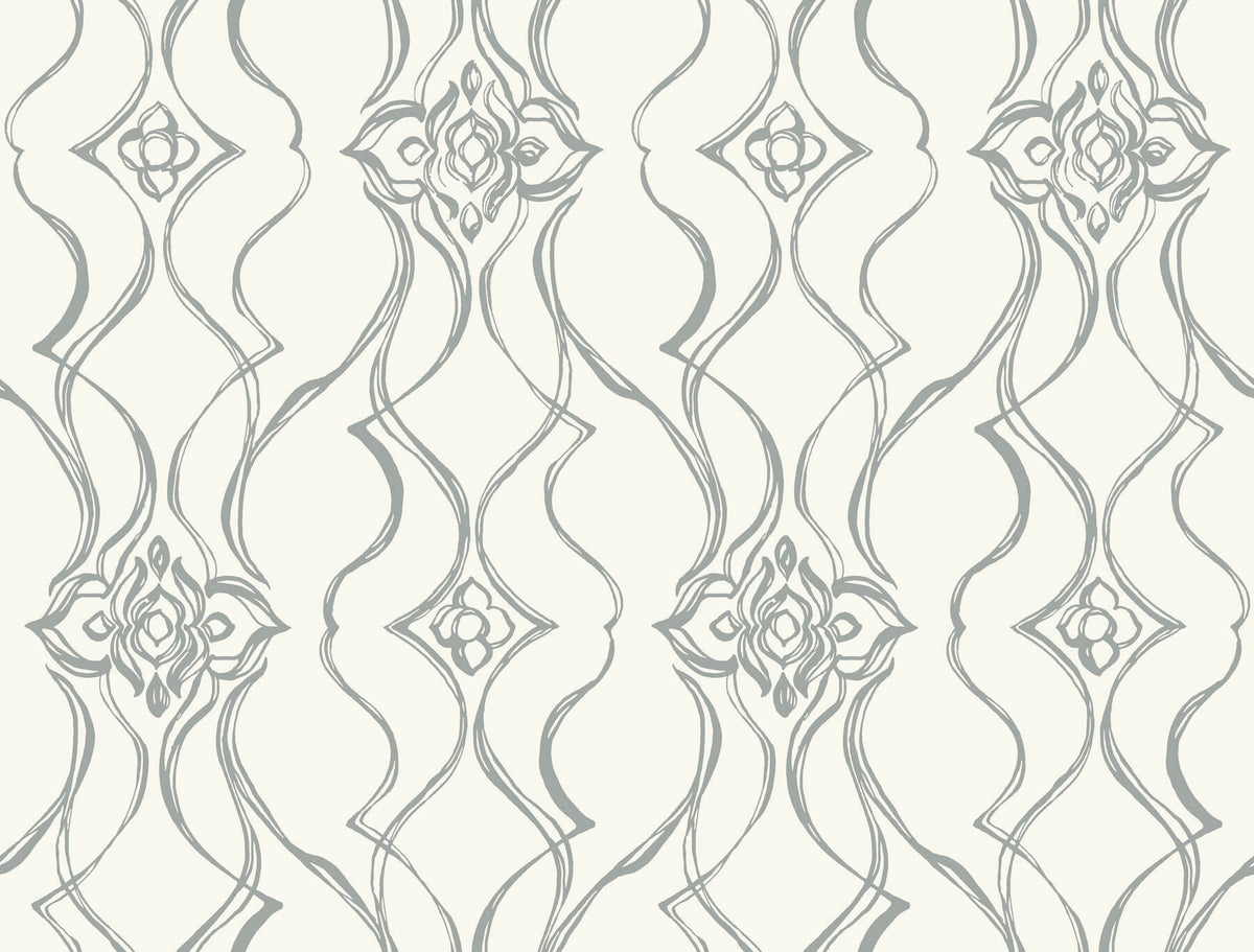 Candice Olson Decadence Pirouette Wallpaper - White & Silver