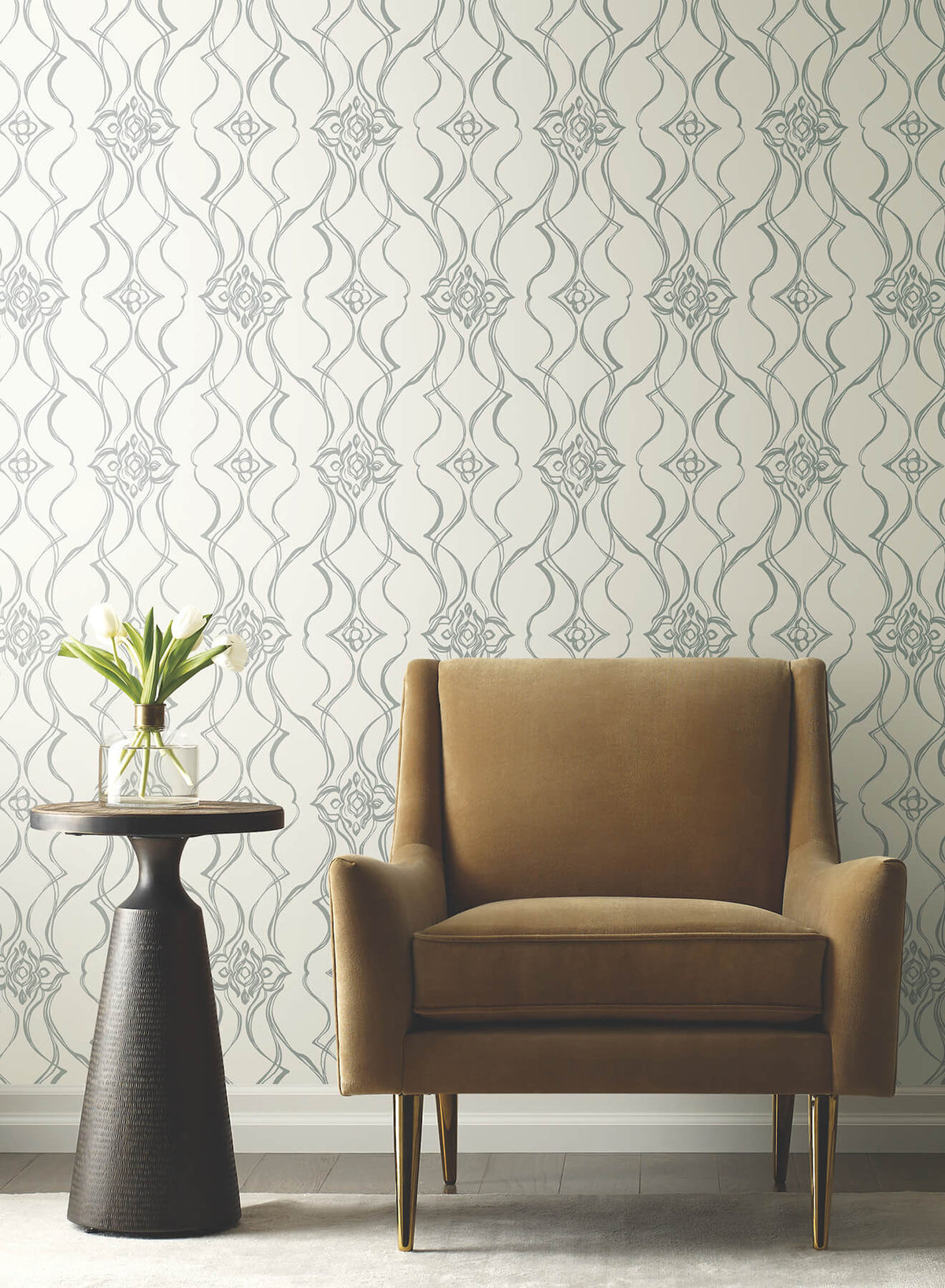 Candice Olson Decadence Pirouette Wallpaper - White & Silver