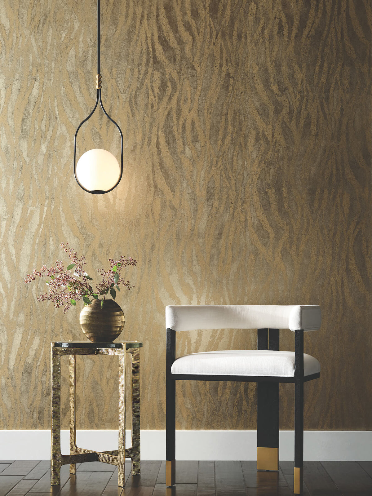 Candice Olson Decadence Zebra Chic Wallpaper Sample - Antique Gold
