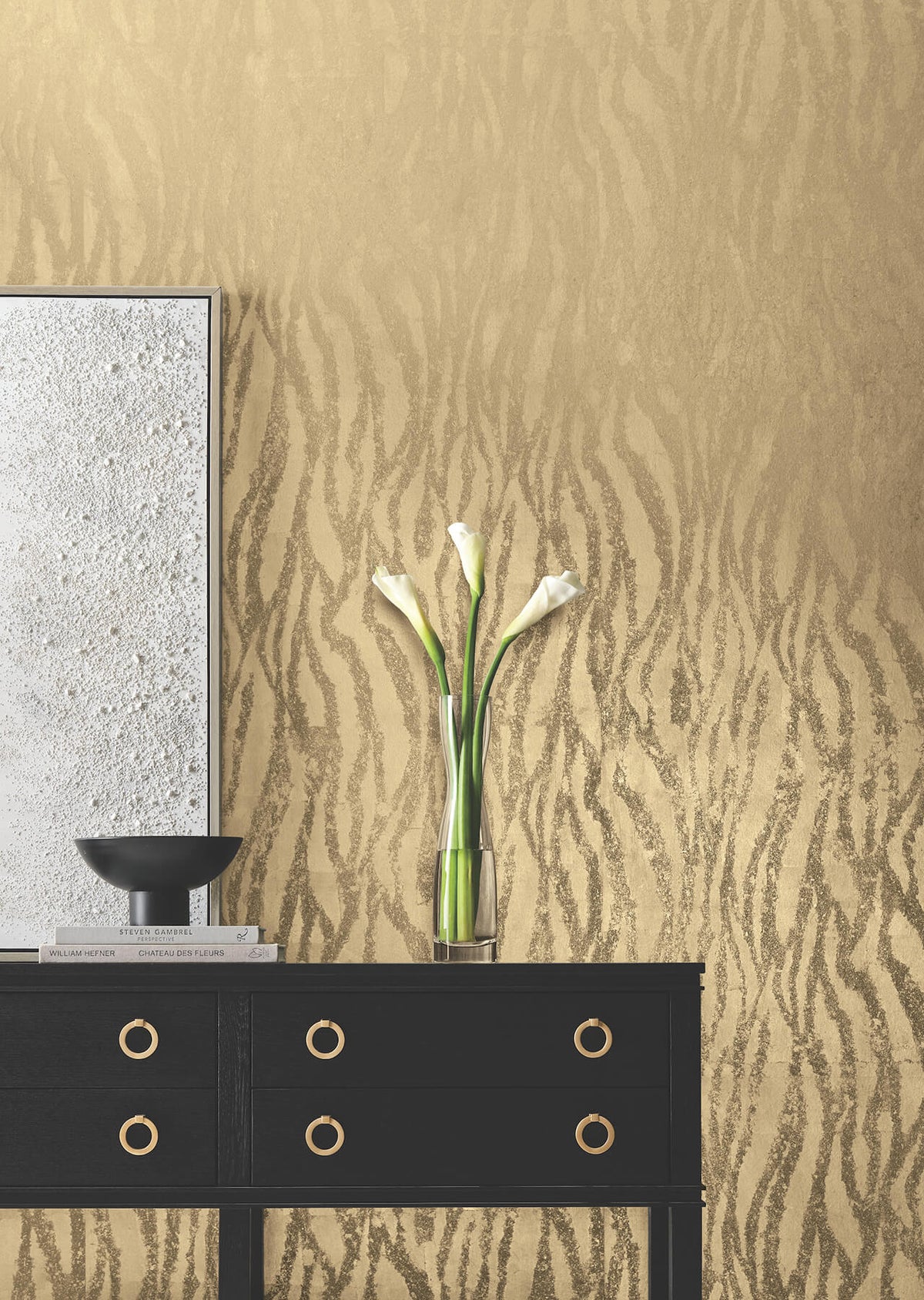 Candice Olson Decadence Zebra Chic Wallpaper Sample - Antique Gold
