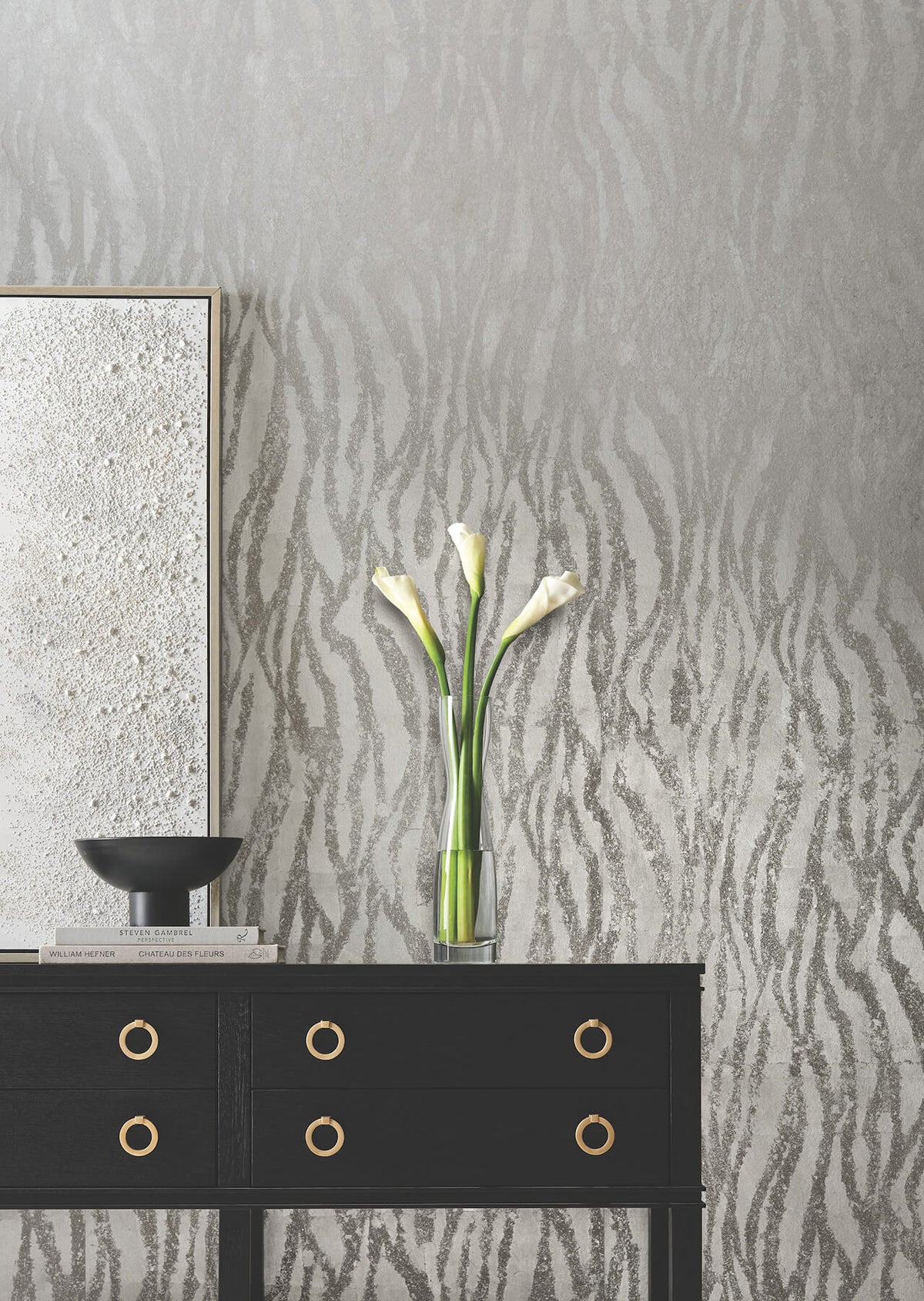 Candice Olson Decadence Zebra Chic Wallpaper Sample - Silver
