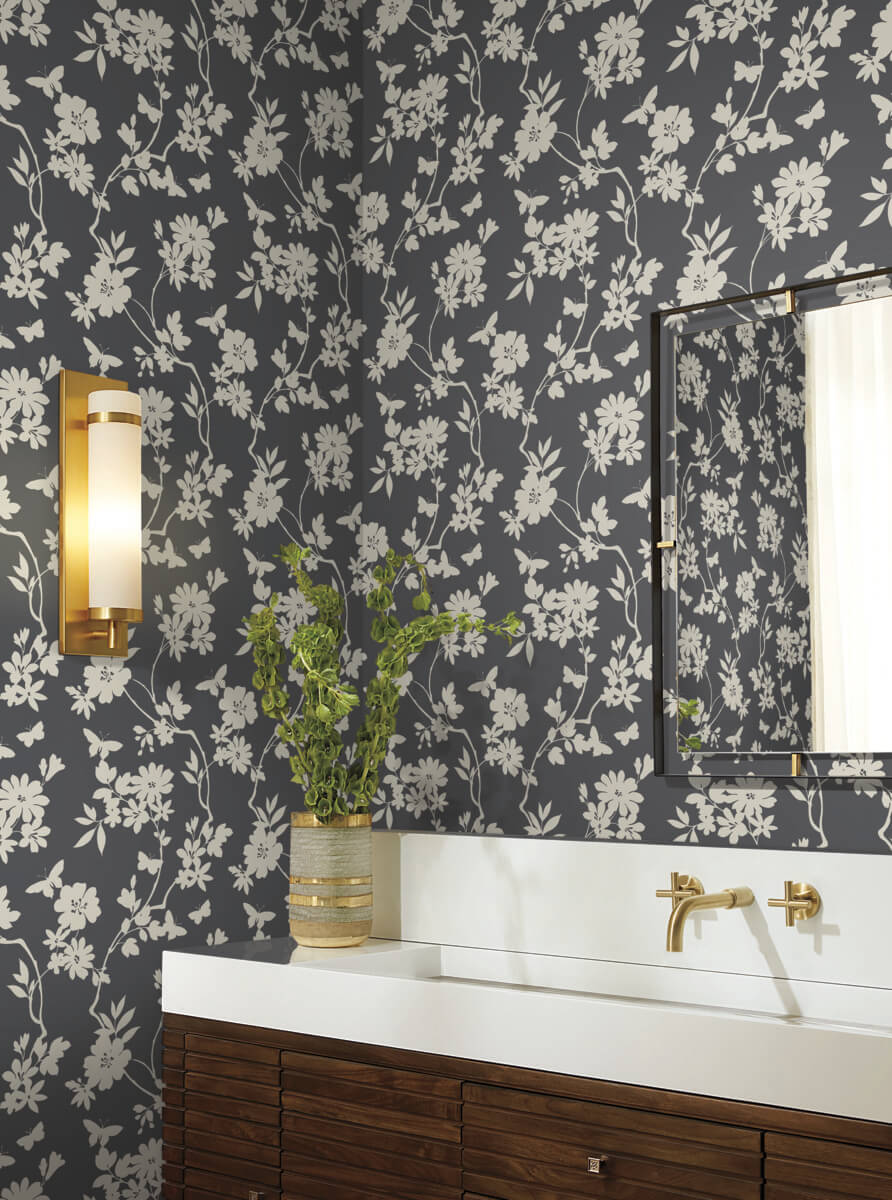 Candice Olson After 8 Flutter Vine Wallpaper - Gray