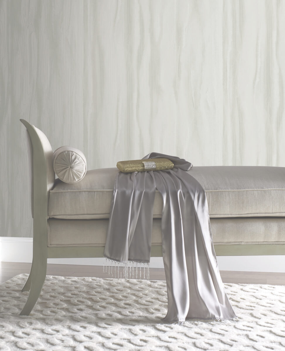 Candice Olson After 8 Fantasy Faux Bois Wallpaper - White & Pearl