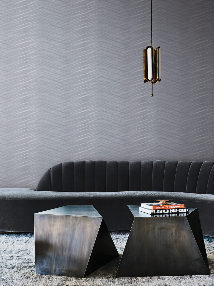 Candice Olson After 8 Glistening Chevron Wallpaper Sample - Smokey Blue