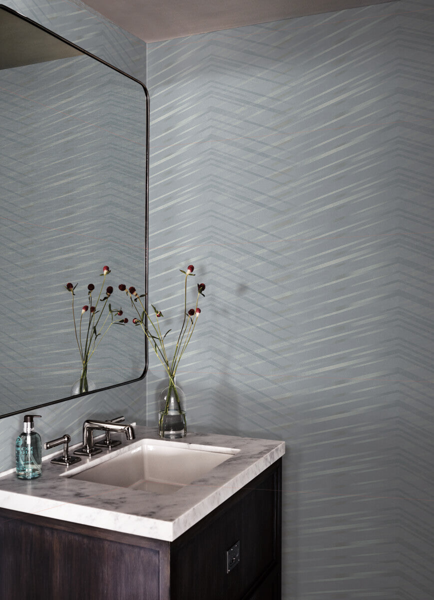 Candice Olson After 8 Glistening Chevron Wallpaper Sample - Smokey Blue