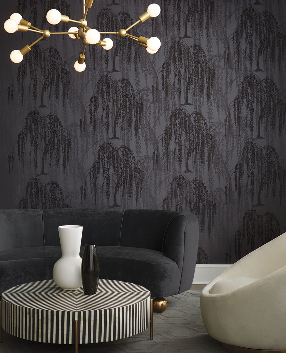 Candice Olson After 8 Willow Glow Wallpaper - Gray