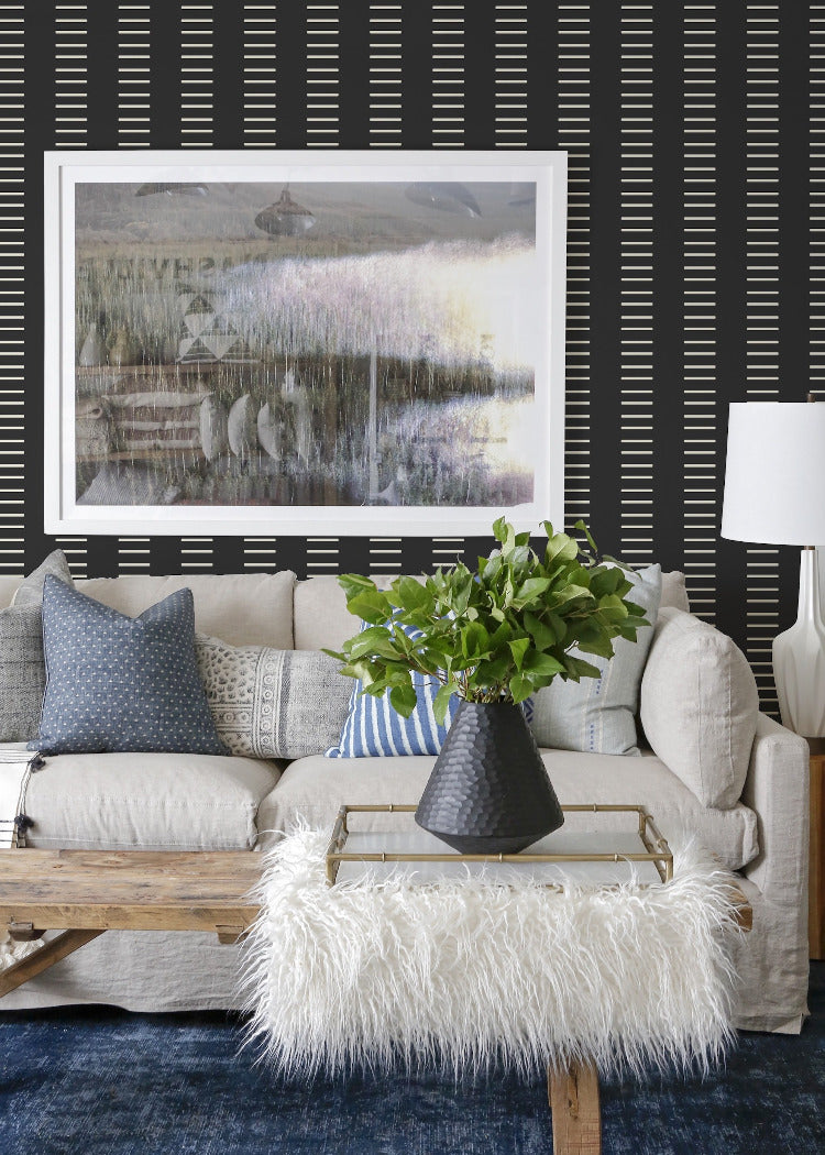 Mitchell Black Mrs Paranjape Dashing Wallpaper - Jet Black Reverse