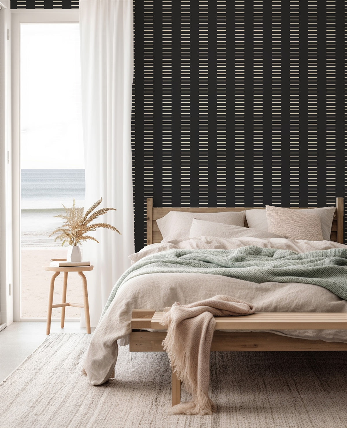 Mitchell Black Mrs Paranjape Dashing Wallpaper Sample - Jet Black Reverse