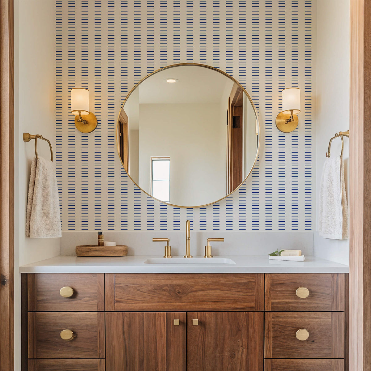 Mitchell Black Mrs Paranjape Dashing Wallpaper Sample - Yves Blue