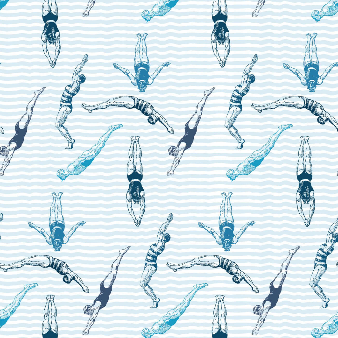 Mitchell Black Divers Wallpaper Sample - The Blues