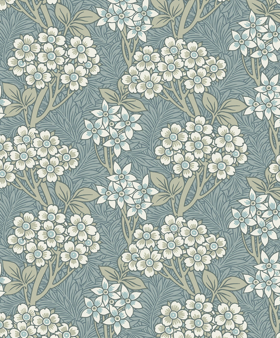 Seabrook Legacy Prints Floral Vine Wallpaper Sample - Stream Blue & Sage