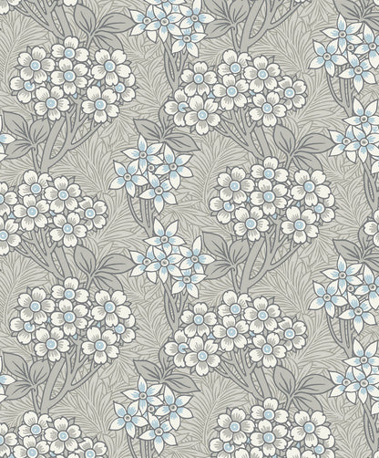 Seabrook Legacy Prints Floral Vine Wallpaper - Daydream Grey & Carolina Blue