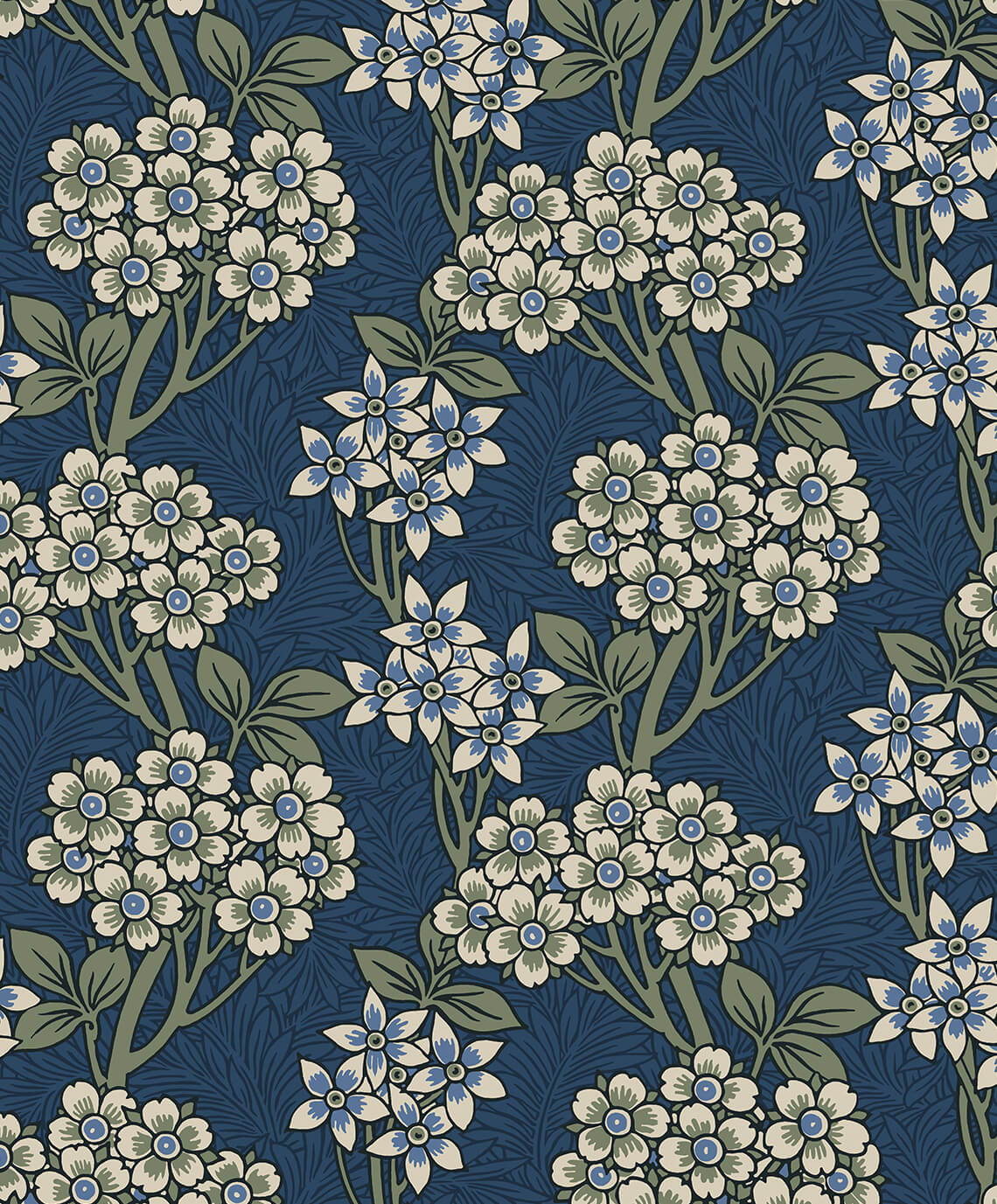 Seabrook Legacy Prints Floral Vine Wallpaper Sample - Blue Jay & Sage