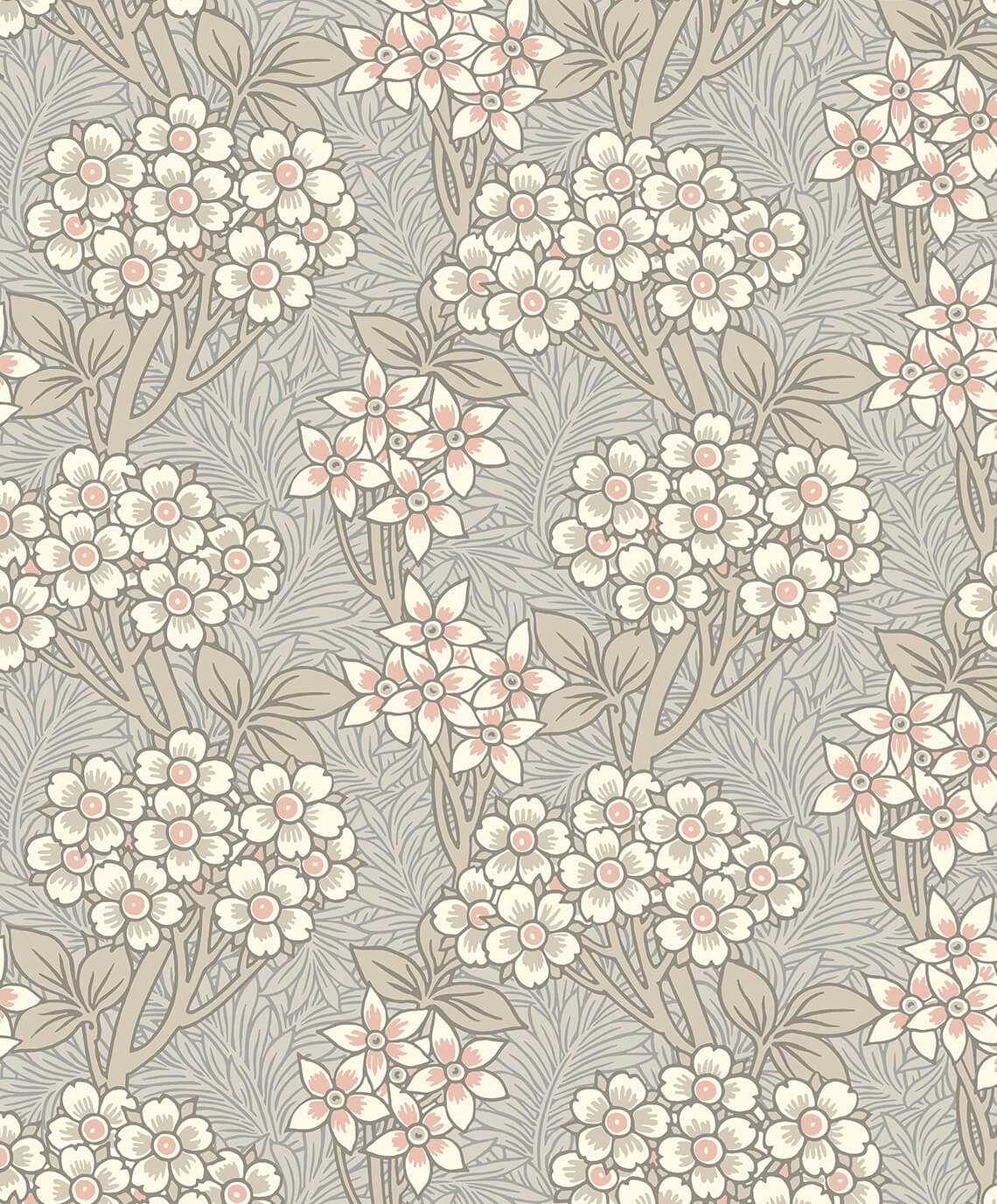 Seabrook Legacy Prints Floral Vine Wallpaper Sample - Daydream Grey & Rose Petal
