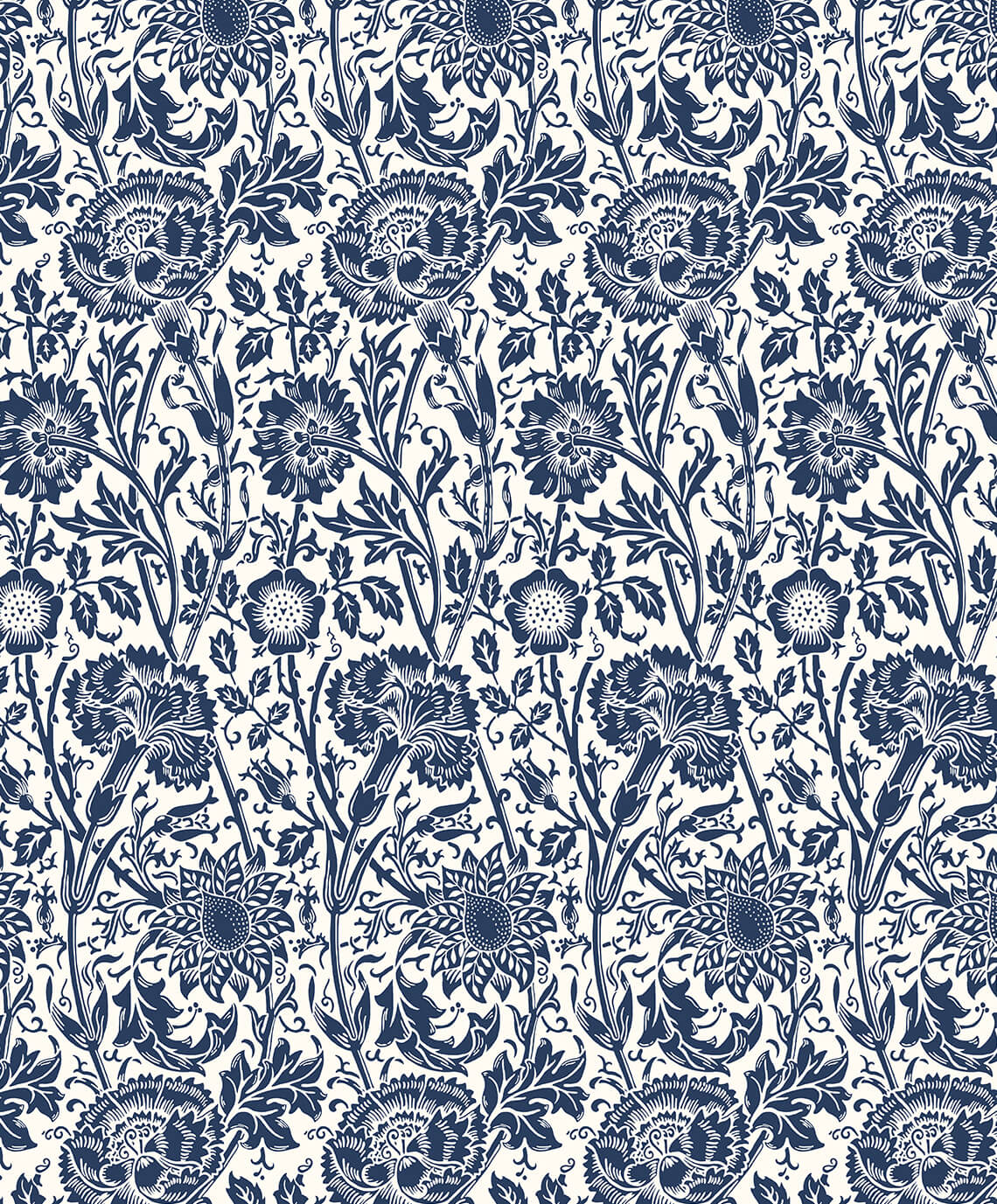 Seabrook Legacy Prints Tonal Floral Trail Wallpaper Sample - Navy Blue