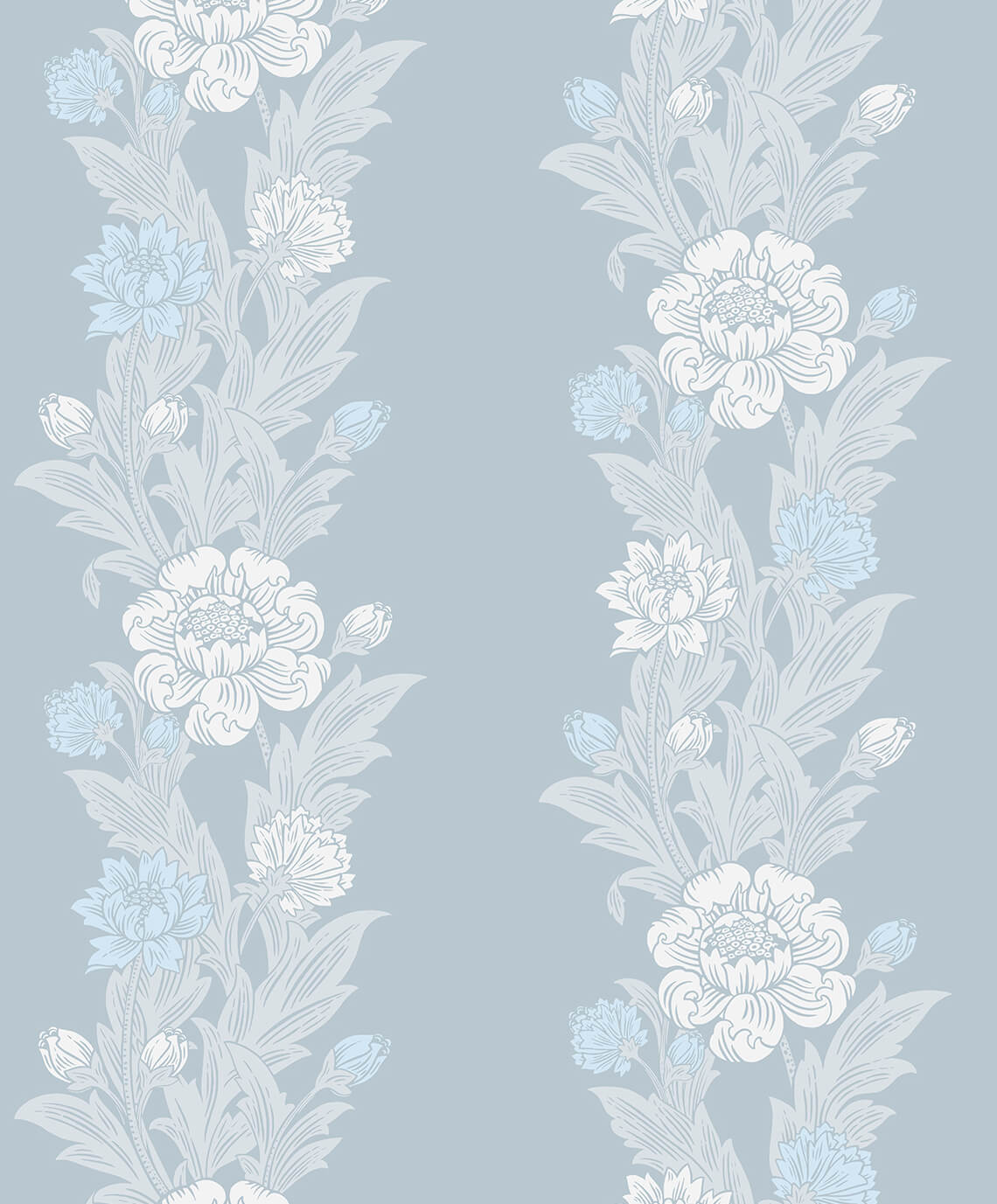 Seabrook Legacy Prints Blooming Stripe Wallpaper Sample - Baby Blue