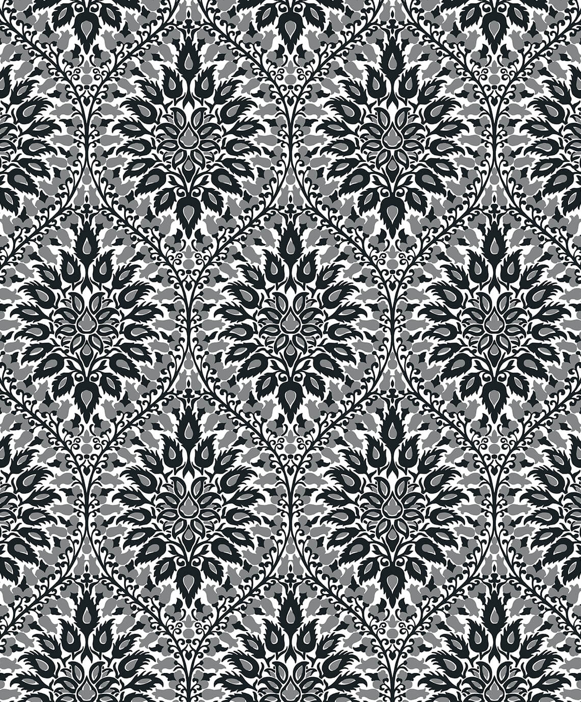 Seabrook Legacy Prints Luna Ogee Wallpaper Sample - Ebony & Argos Grey
