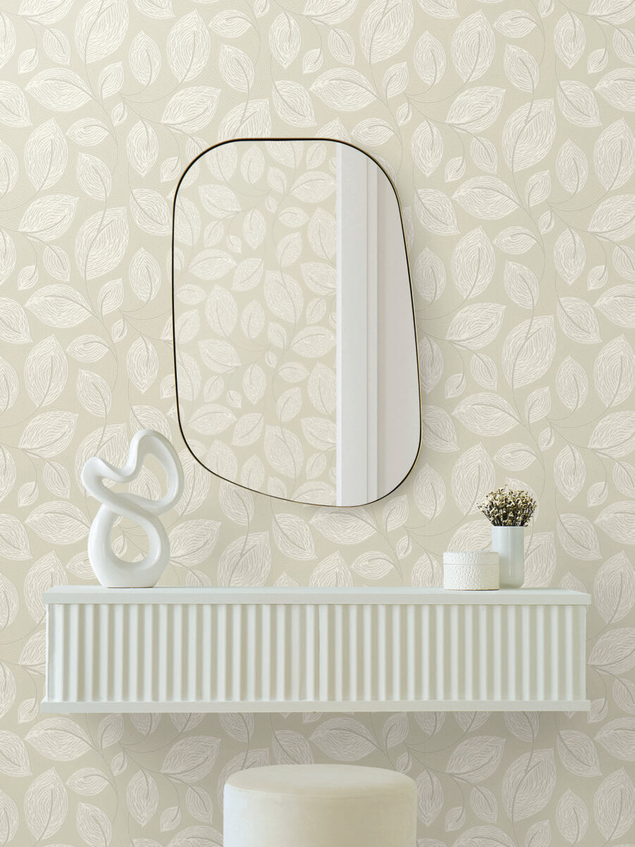 Candice Olson Casual Elegance Contoured Leaves Wallpaper - Sand