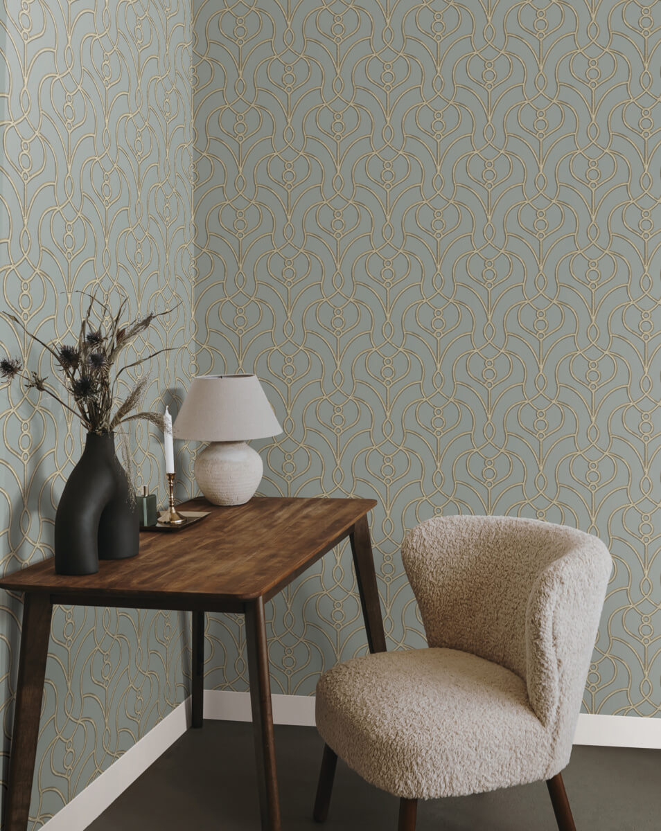 Candice Olson Casual Elegance Divine Trellis Wallpaper - Dusty Blue
